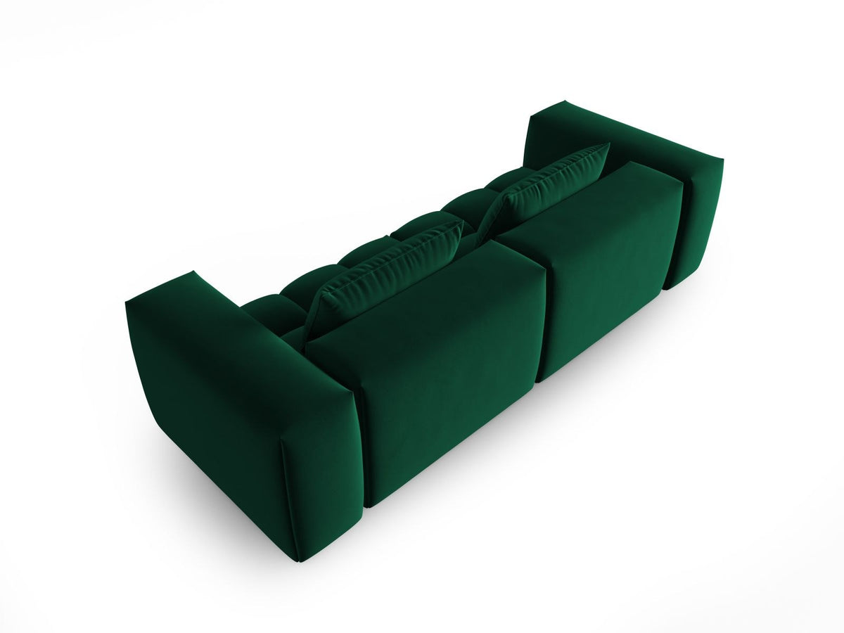 Modulares 3er Sofa Verona in Sand-Casino Samtstoff mit Massivholzrahmen und schwarzen Kunststoffbeinen, Cosmopolitan Design.