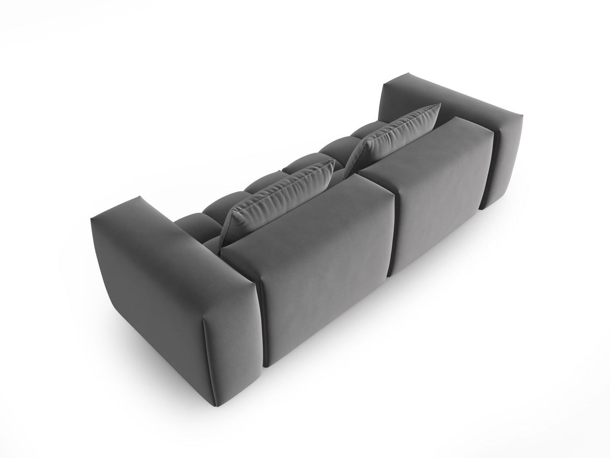 Modulares 3er Sofa Verona in Sand-Casino Samtstoff mit Massivholzrahmen und schwarzen Kunststoffbeinen, Cosmopolitan Design.