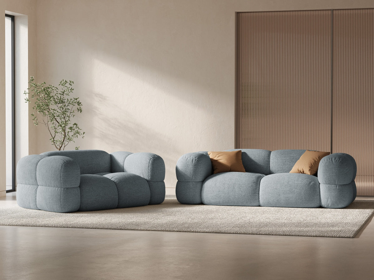 Loretto Sofa 3 Sitzer 100cm in Pastel Blue-Sorella präsentiert im Onlineshop von KAQTU Design AG. 3er Sofa ist von Cosmopolitan Design