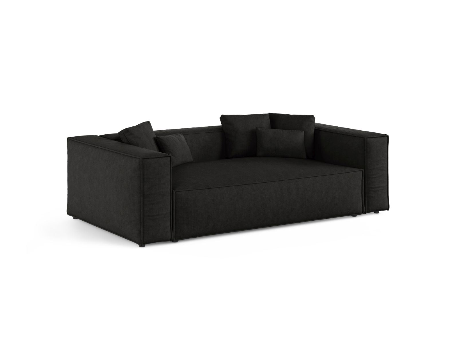 Elegantes 3-Sitzer Sofa Aveiro in stilvollem Schwarz, ideal für moderne Wohnräume, erhältlich bei KAQTU Design AG.