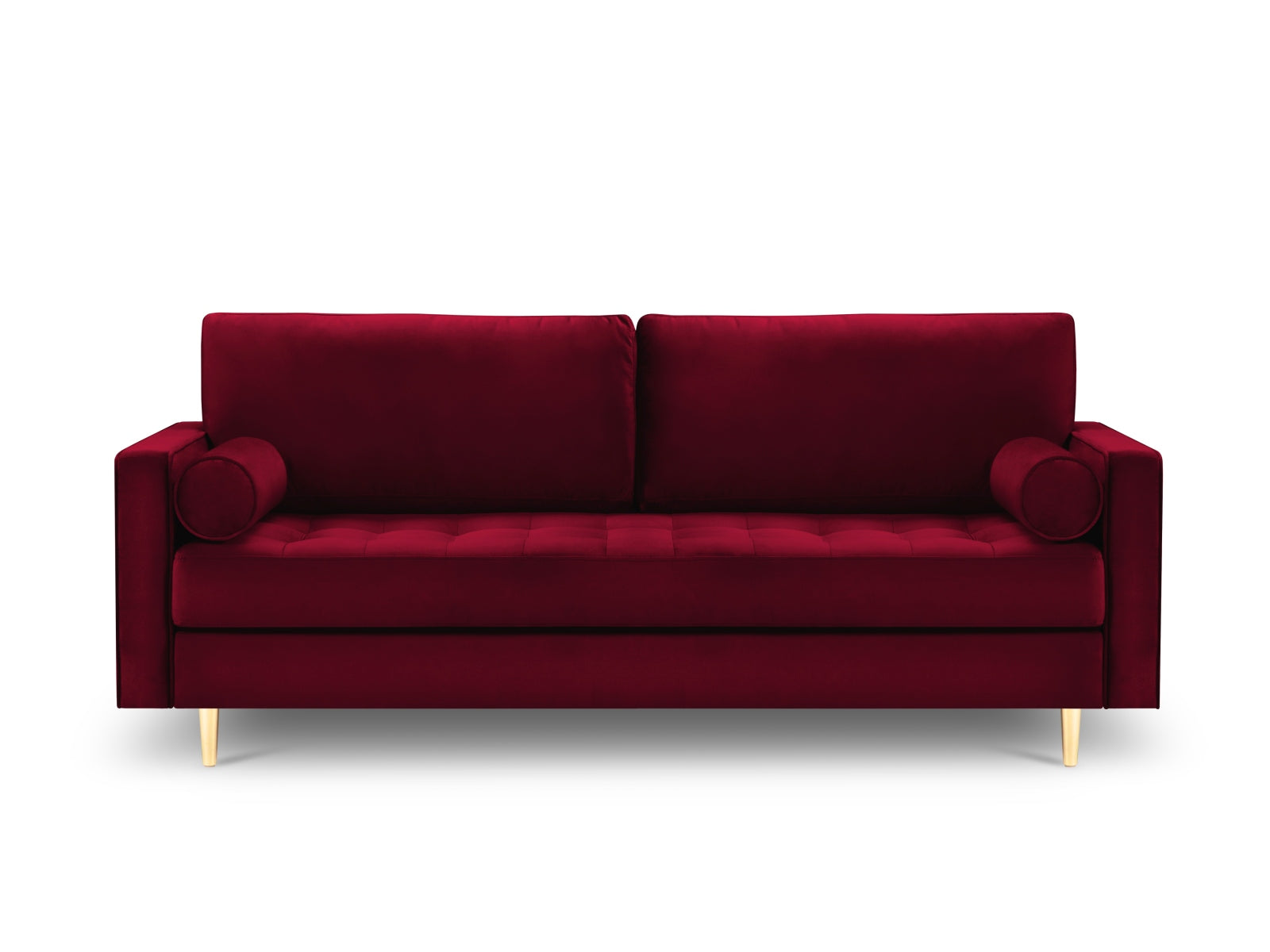 Modernes 3-Sitzer Sofa Aspen in strahlendem Rot von Cosmopolitan Design, perfekt für stilvolle Wohnräume und entspannte Stunden.