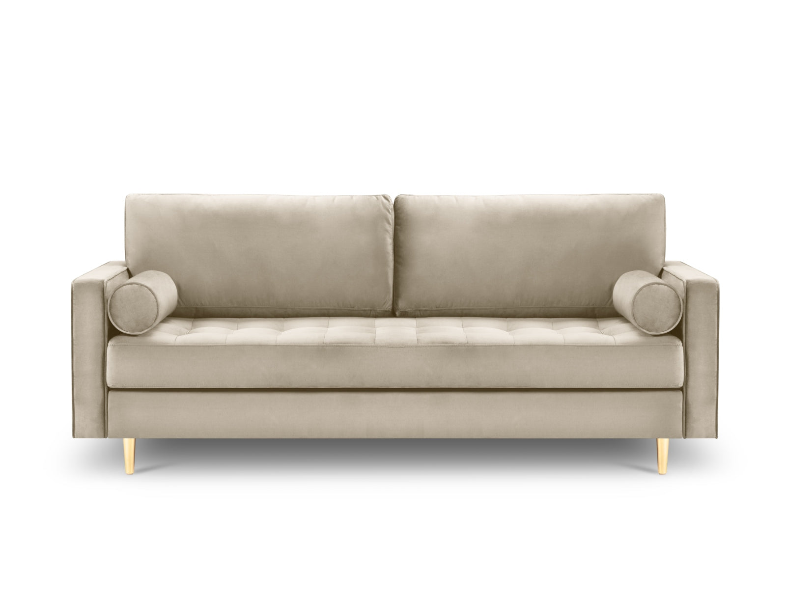 Stilvolles 3-Sitzer Sofa Aspen in edlem Dunkelbeige, perfekt für zeitgemäße Einrichtungen, entworfen von Cosmopolitan Design.