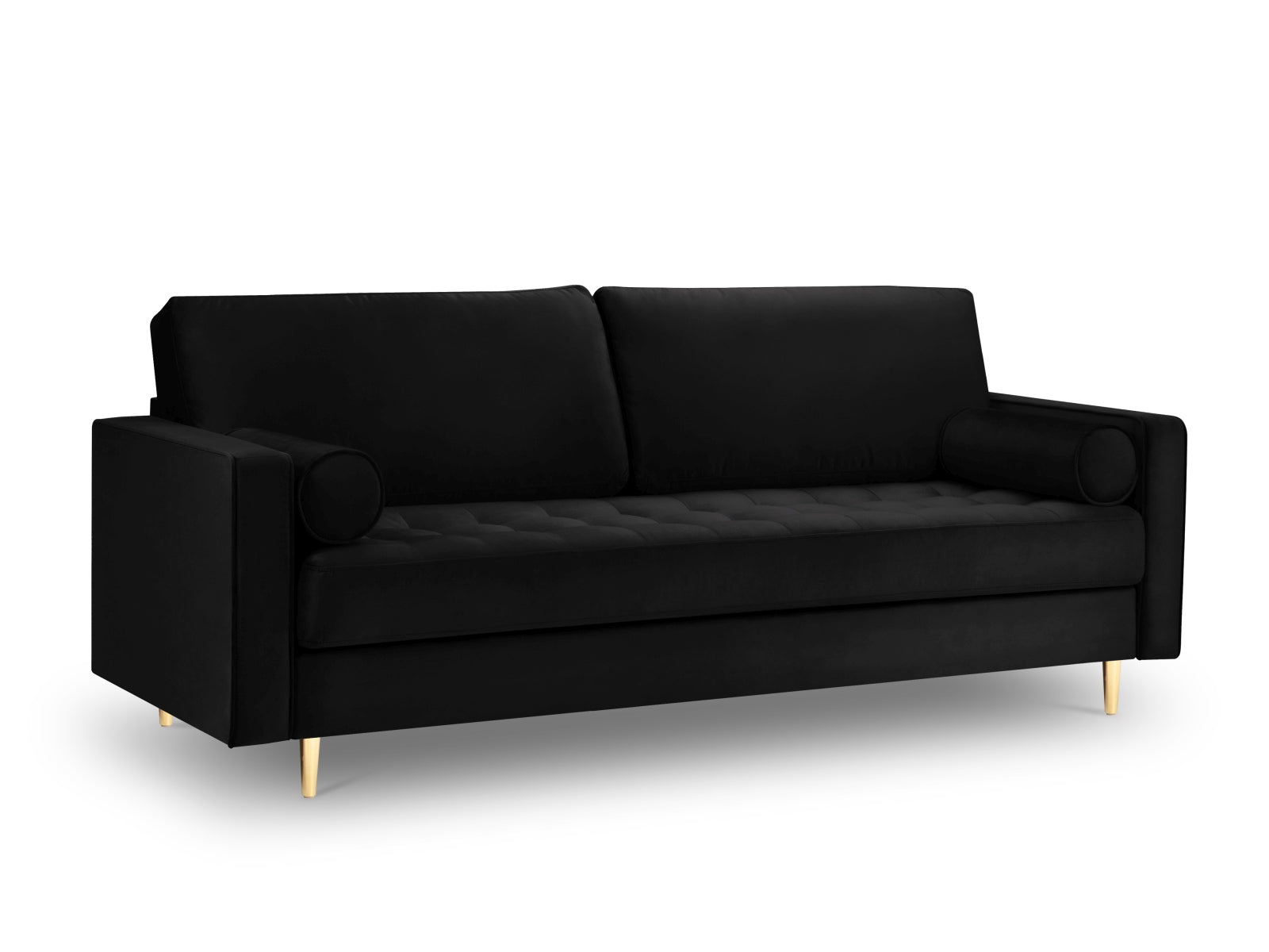 Elegantes 3-Sitzer Sofa Aspen in edlem Schwarz, ideal für moderne Wohnräume, entworfen von Cosmopolitan Design.