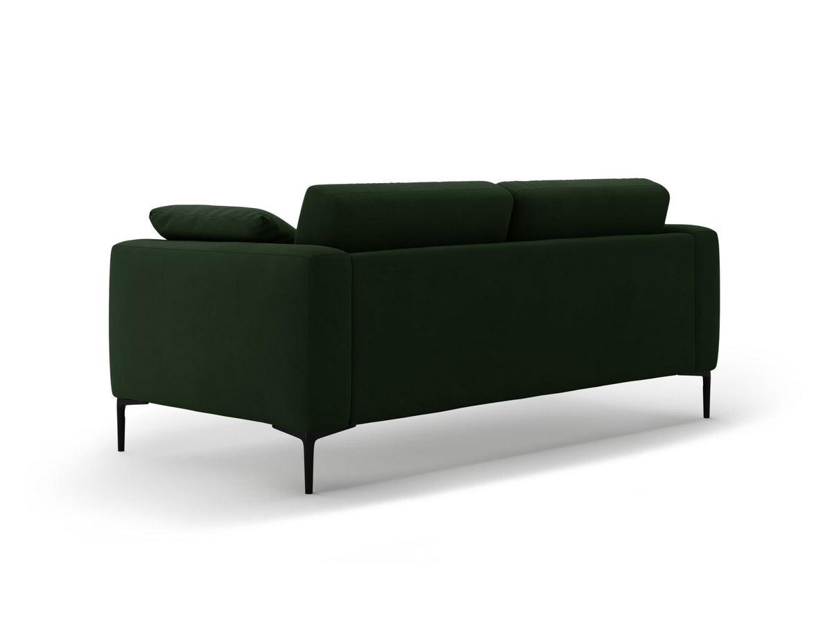 3er Sofa Lazio von Cosmopolitan Design mit Veloursstoff-Bezug in Beige-Salvador, Massivholzrahmen und schwarzen Metallbeinen aus Stahl.