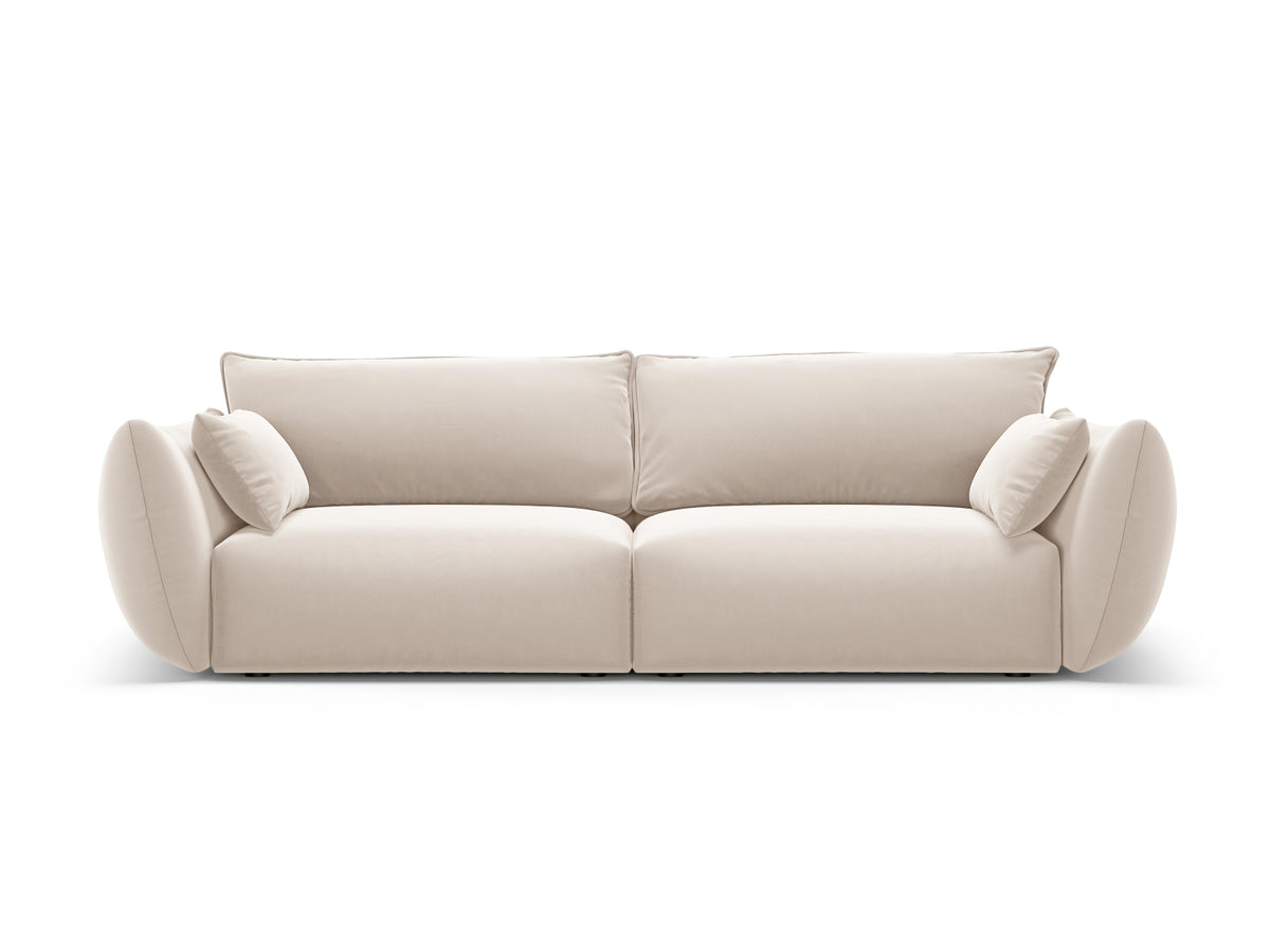 3er Sofa Matera mit Stoffbezug, Massivholzrahmen und schwarzen Kunststoffbeinen
