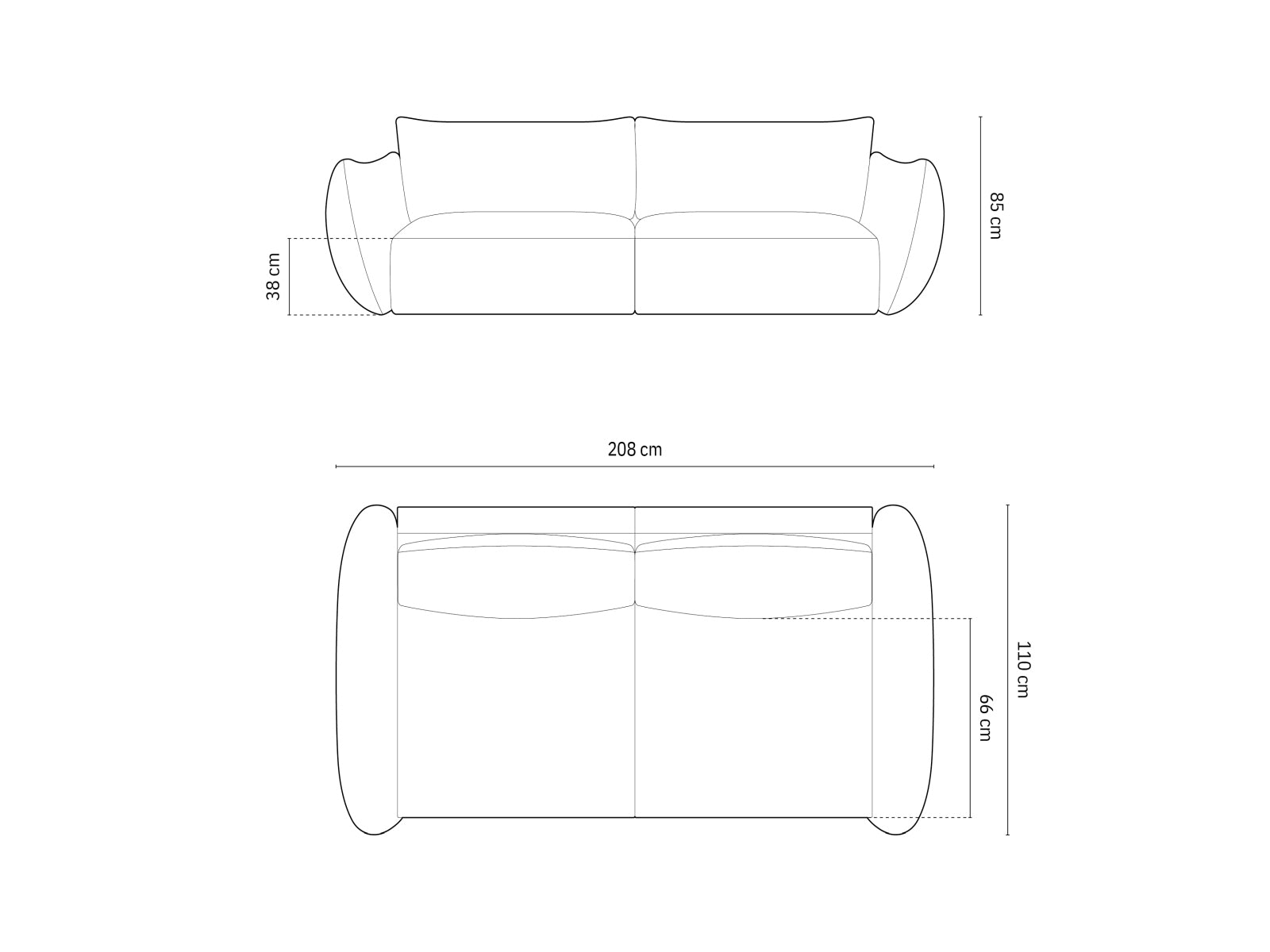Modernes 3-Sitzer Sofa Matera in edlem Schwarz, perfekt für stilvolle Wohnzimmer, entworfen von Cosmopolitan Design.