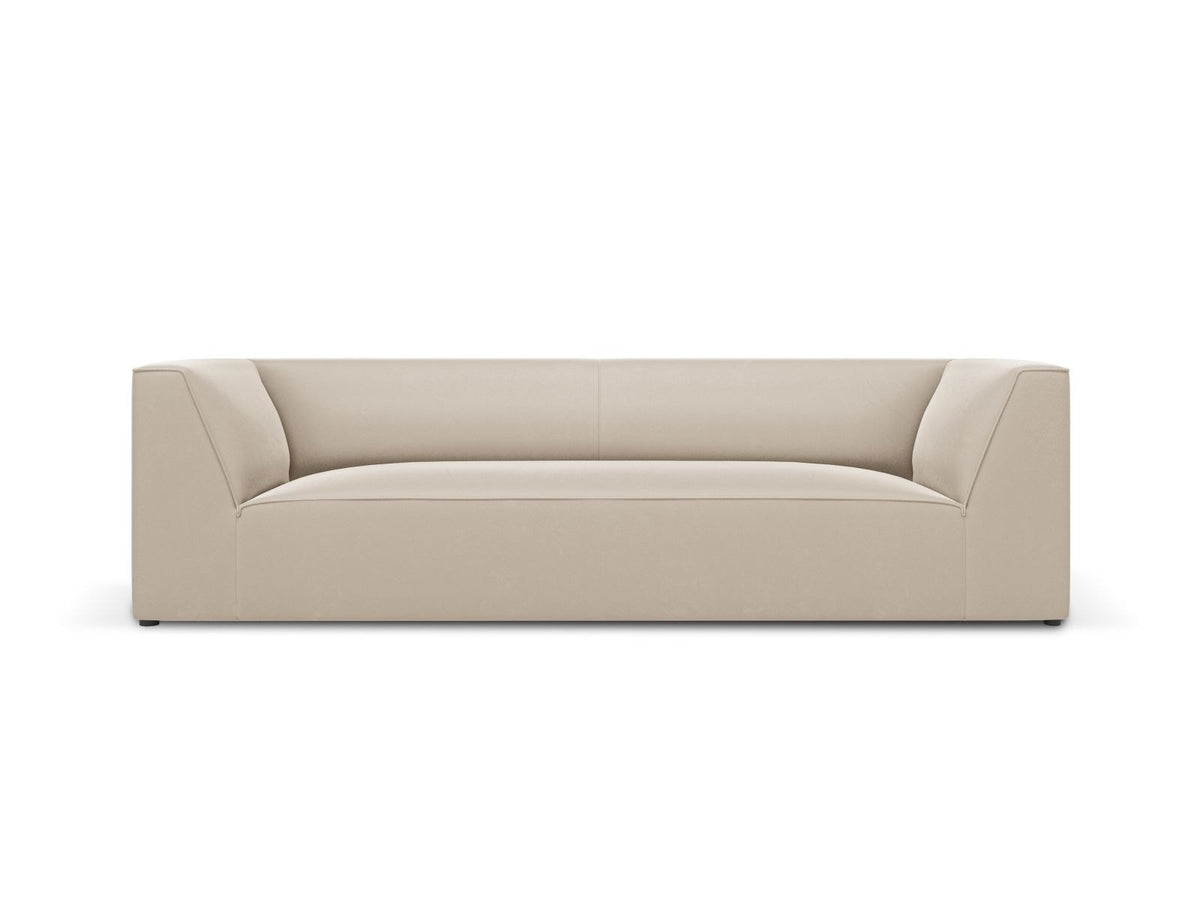Dreisitzer-Sofa mit schwarzem Samtbezug (Salvador), Massivholzrahmen und schwarzen Kunststoffbeinen, Breite 232 cm.
