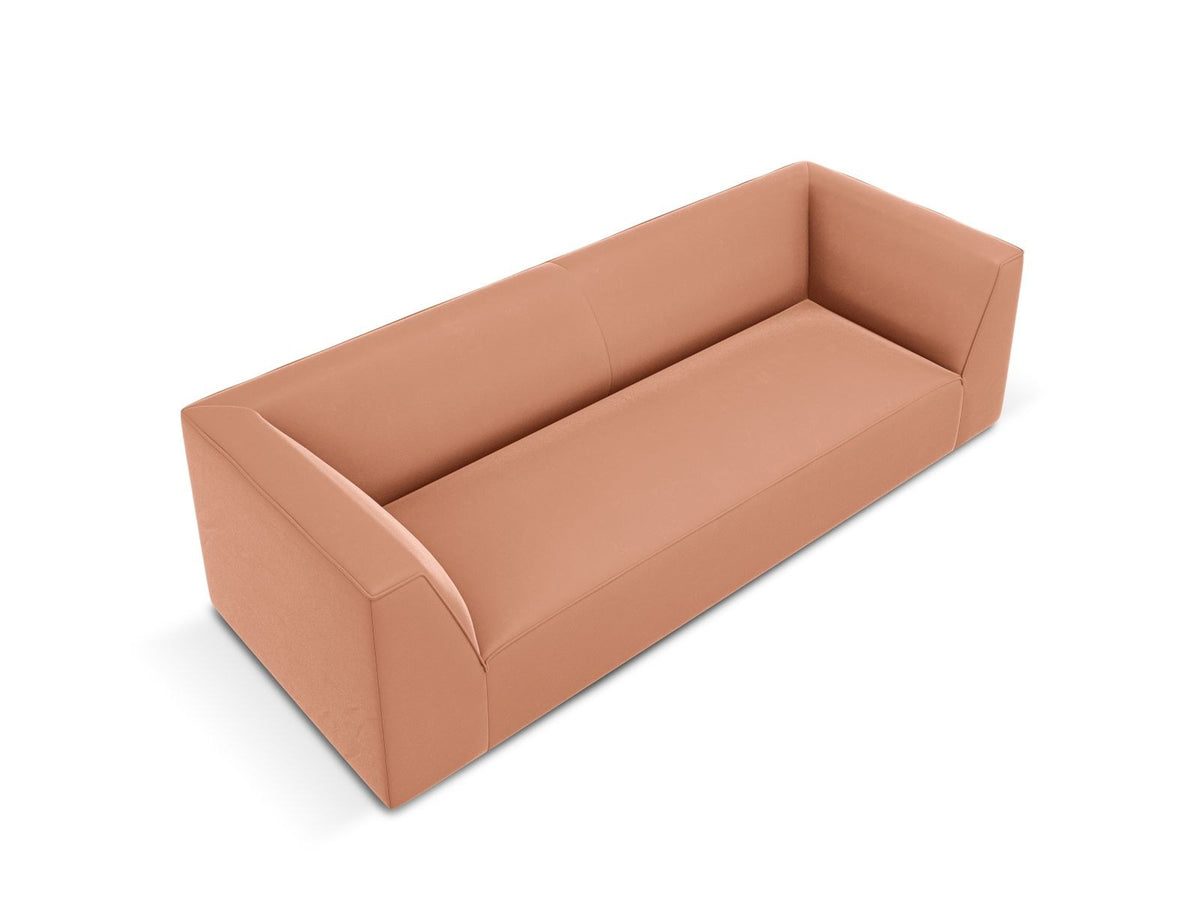 Dreisitzer-Sofa mit schwarzem Samtbezug (Salvador), Massivholzrahmen und schwarzen Kunststoffbeinen, Breite 232 cm.