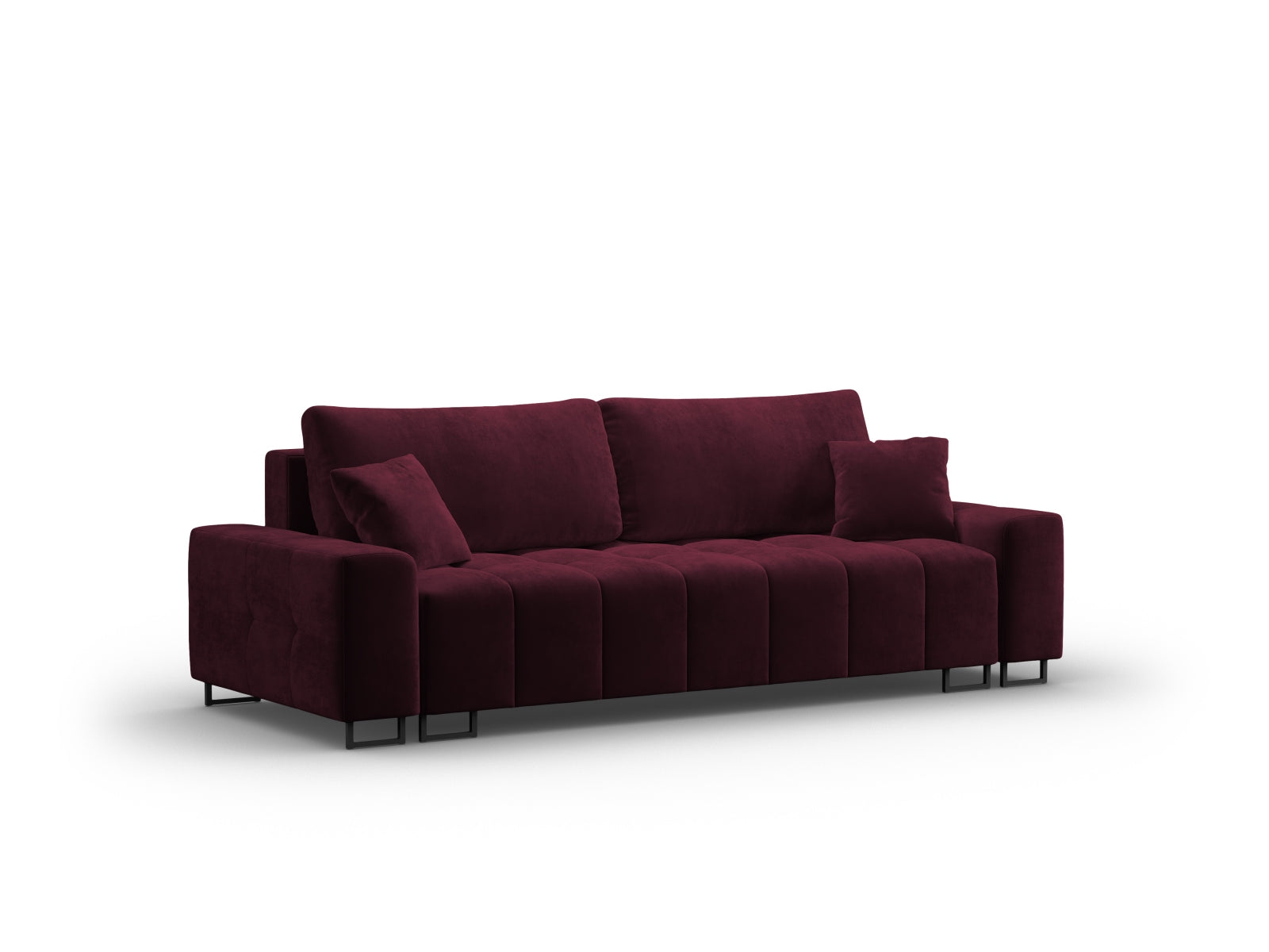 Wicklow Velour Sofa mit Schlaffunktion und Stauraum 3 Sitzer in Dark Red präsentiert im Onlineshop von KAQTU Design AG. Bettsofa ist von Cosmopolitan Design