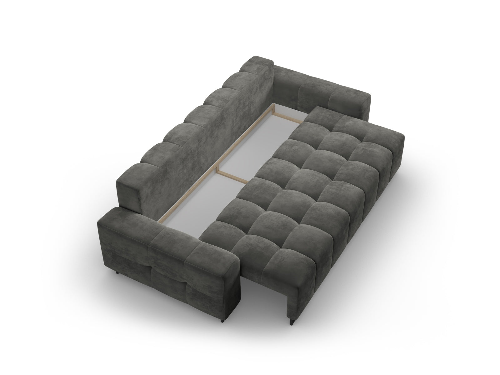 Wicklow Velour Sofa mit Schlaffunktion und Stauraum 3 Sitzer in Grey präsentiert im Onlineshop von KAQTU Design AG. Bettsofa ist von Cosmopolitan Design