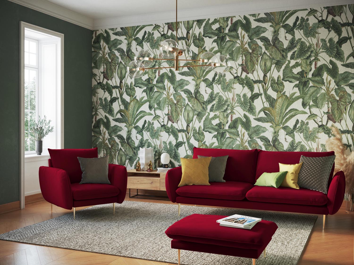 Elegantes 3-Sitzer Sofa in Velours von Cosmopolitan Design. Ideal für kleine Räume, bietet hohen Komfort und stilvolles Design.