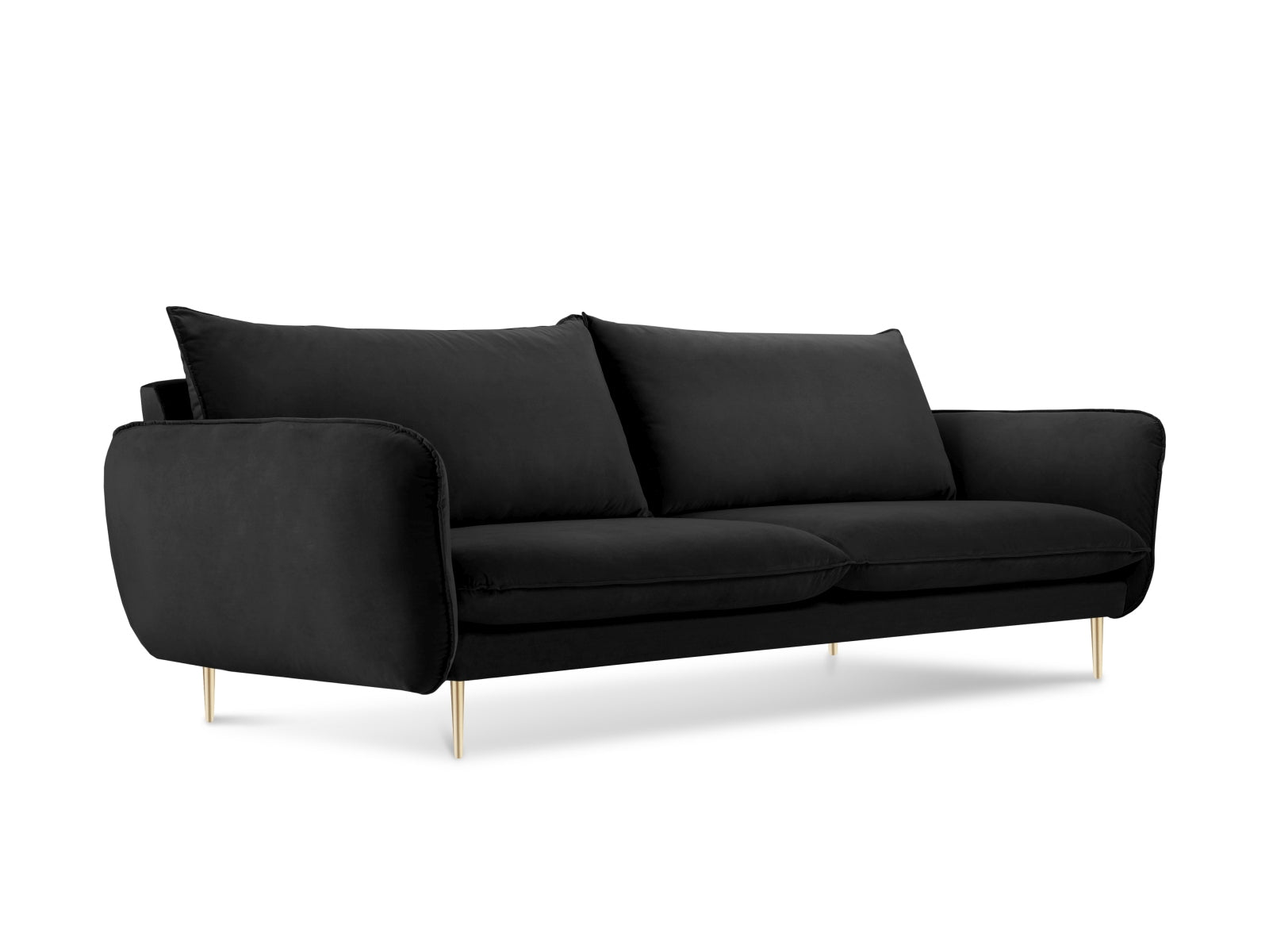 Vienna Velour Sofa 3 Sitzer 92cm in Black/Gold präsentiert im Onlineshop von KAQTU Design AG. 3er Sofa ist von Cosmopolitan Design