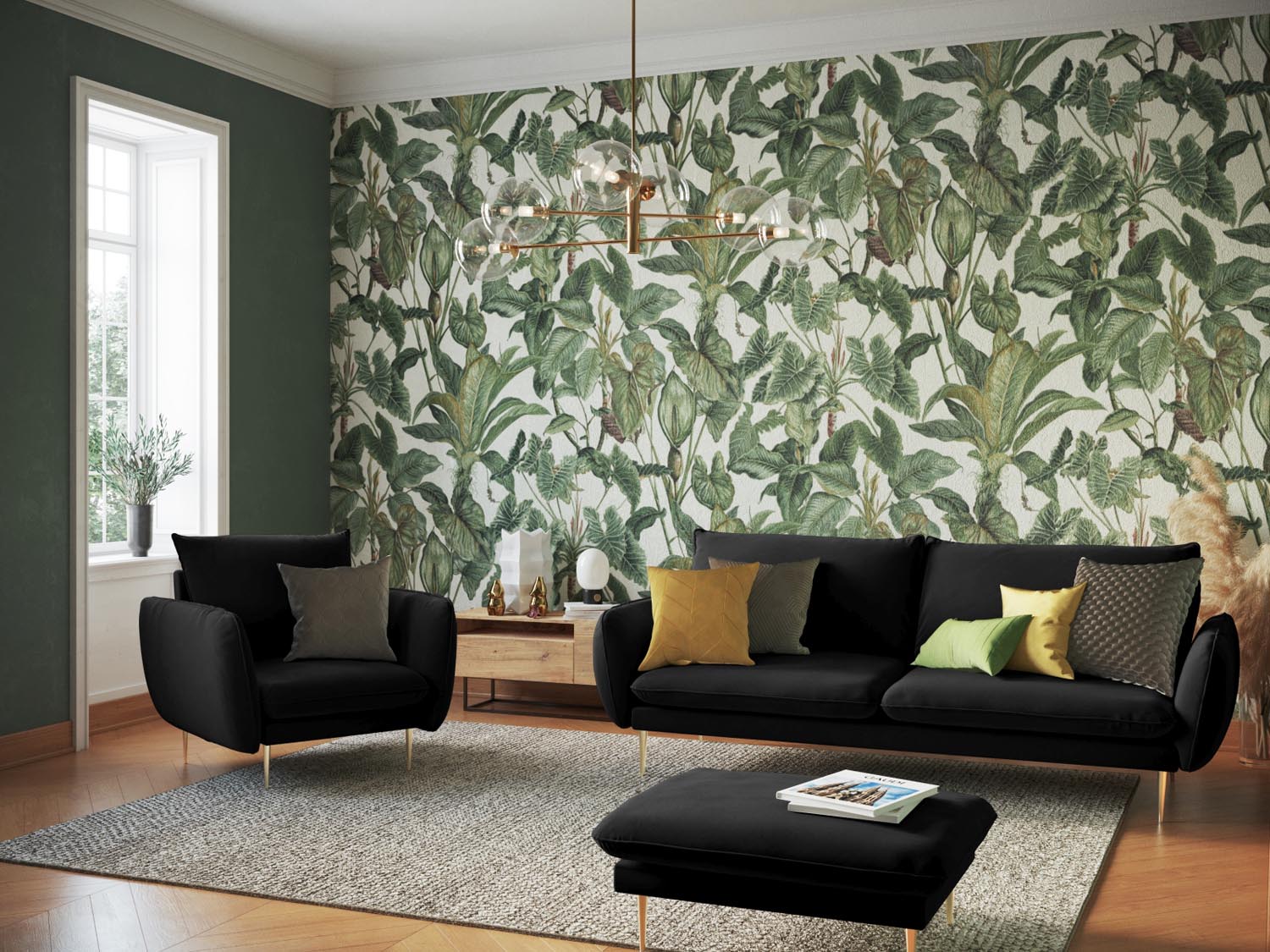 Elegantes 3-Sitzer Sofa in Velours von Cosmopolitan Design. Ideal für kleine Räume, bietet hohen Komfort und stilvolles Design.