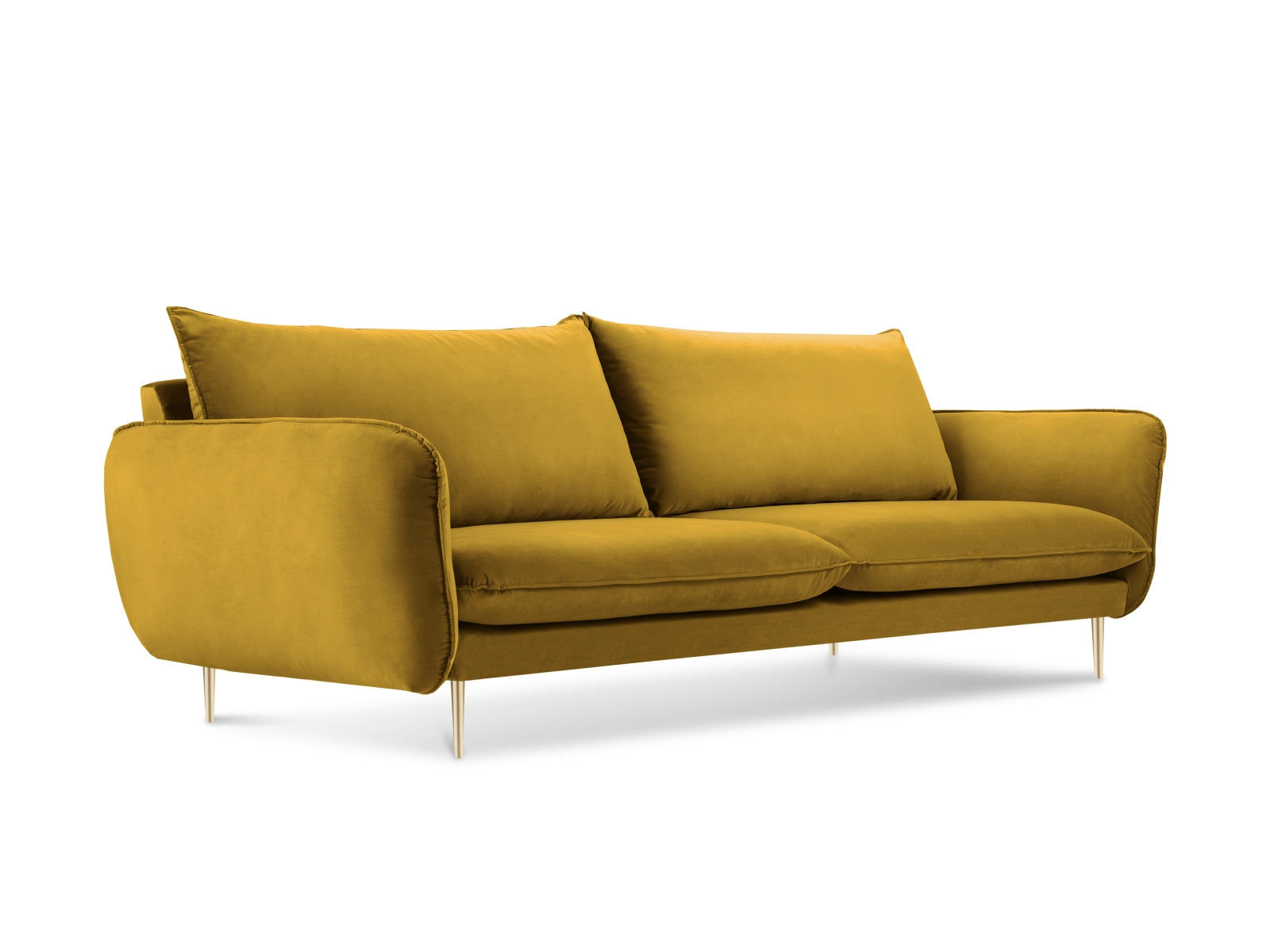 Stilvolles 3-Sitzer Sofa aus hochwertigem Velours von Cosmopolitan Design. Perfekt für kompakte Räume, vereint es Komfort und Eleganz.