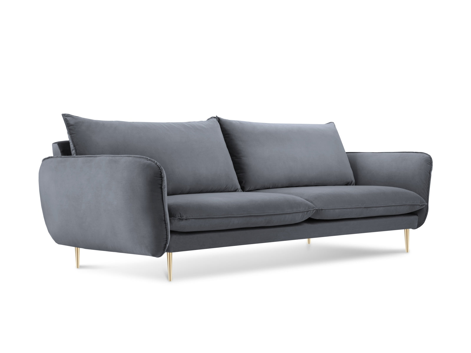 Vienna Velour Sofa 3 Sitzer 92cm in Blue Grey/Gold präsentiert im Onlineshop von KAQTU Design AG. 3er Sofa ist von Cosmopolitan Design