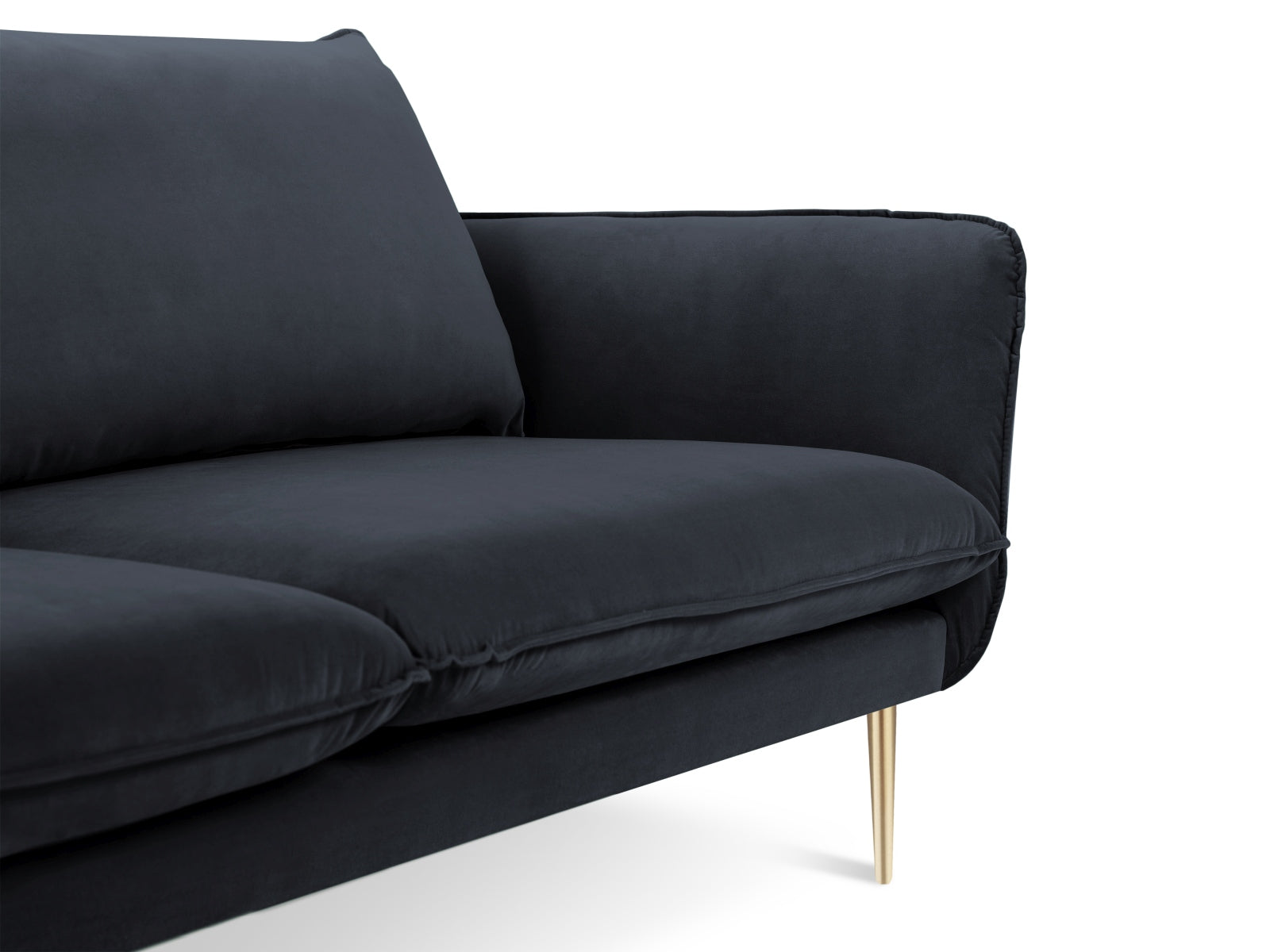 Vienna Velour Sofa 3 Sitzer 92cm in Dark Blue/Gold präsentiert im Onlineshop von KAQTU Design AG. 3er Sofa ist von Cosmopolitan Design