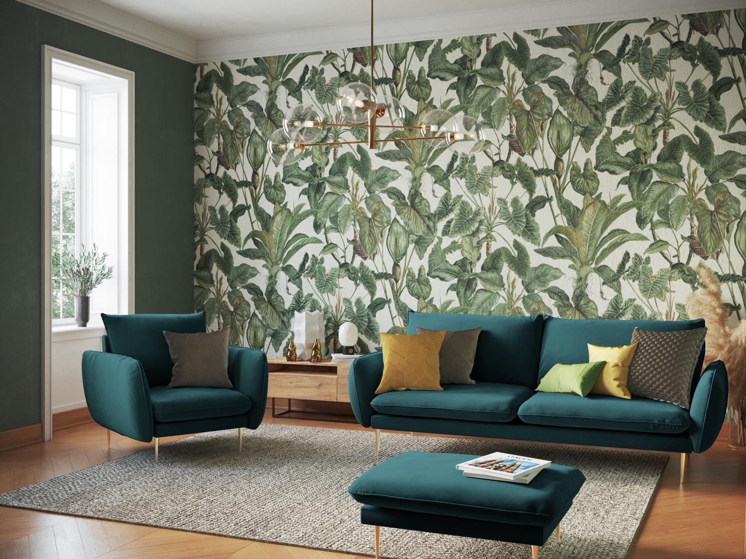 Elegantes 3-Sitzer Sofa in Velours von Cosmopolitan Design. Ideal für kleine Räume, bietet hohen Komfort und stilvolles Design.