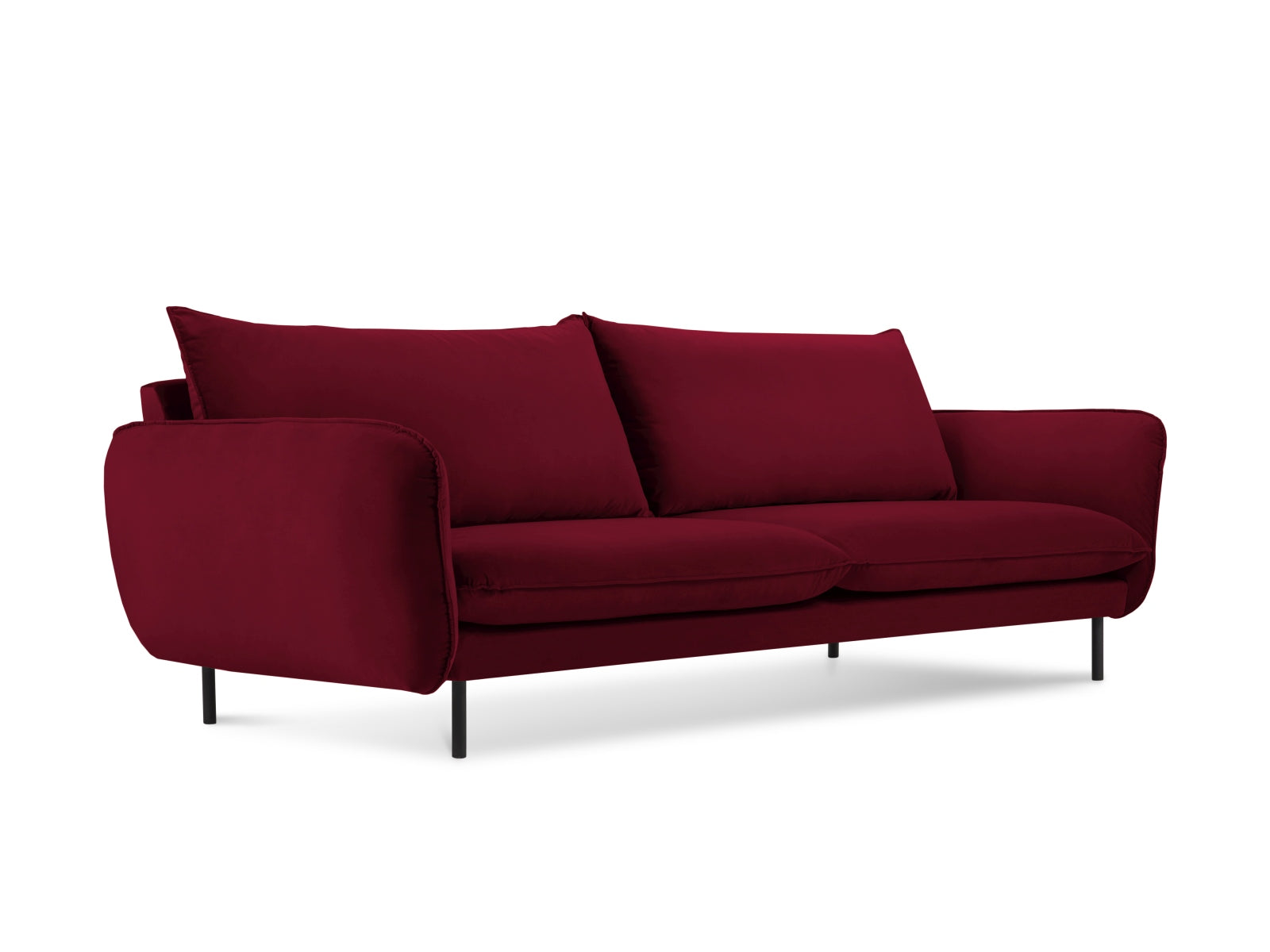 Vienna Velour Sofa 3 Sitzer 92cm in Red/Schwarz präsentiert im Onlineshop von KAQTU Design AG. 3er Sofa ist von Cosmopolitan Design