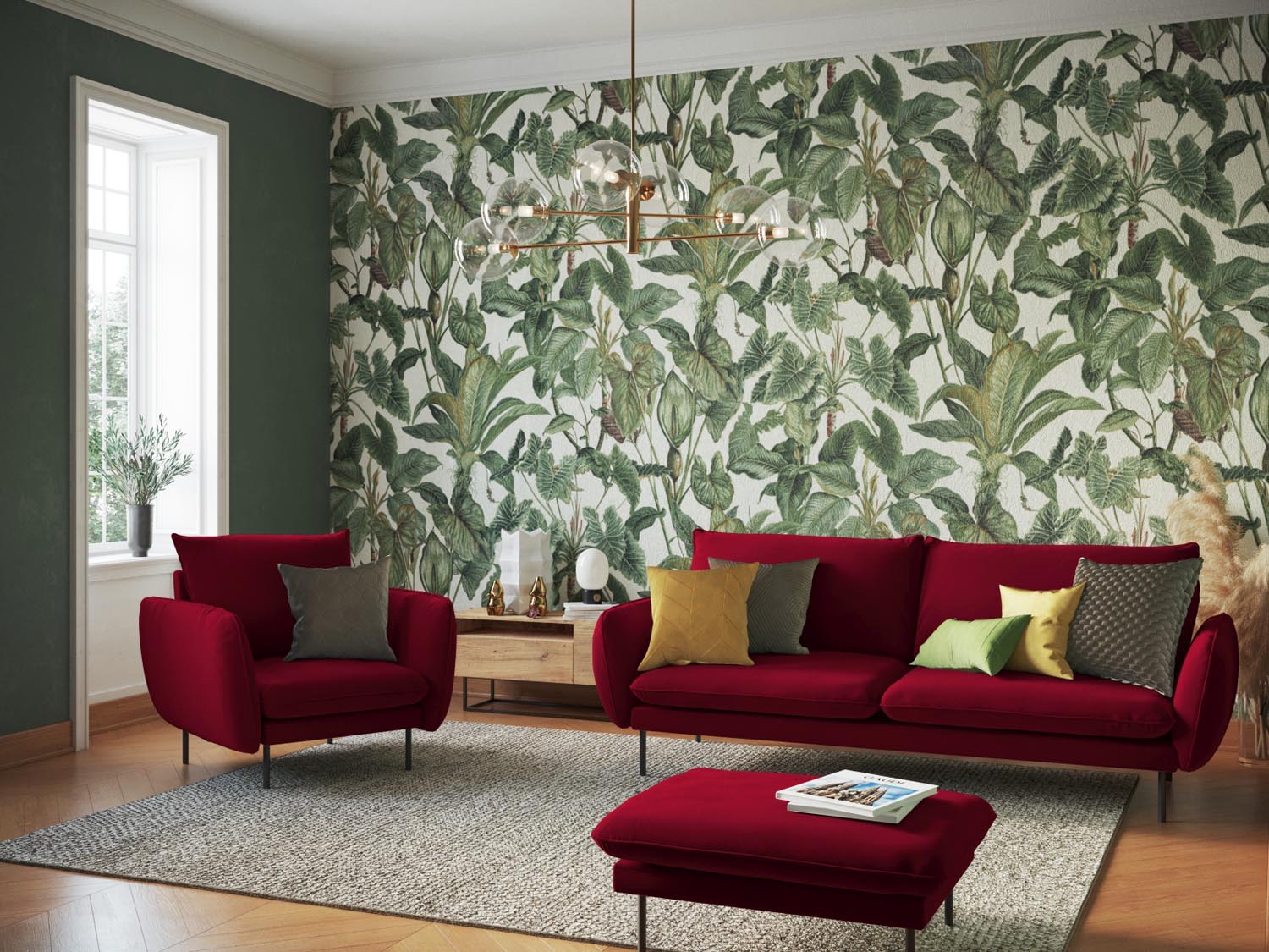 Elegantes 3-Sitzer Sofa in Velours von Cosmopolitan Design. Ideal für kleine Räume, bietet hohen Komfort und stilvolles Design.