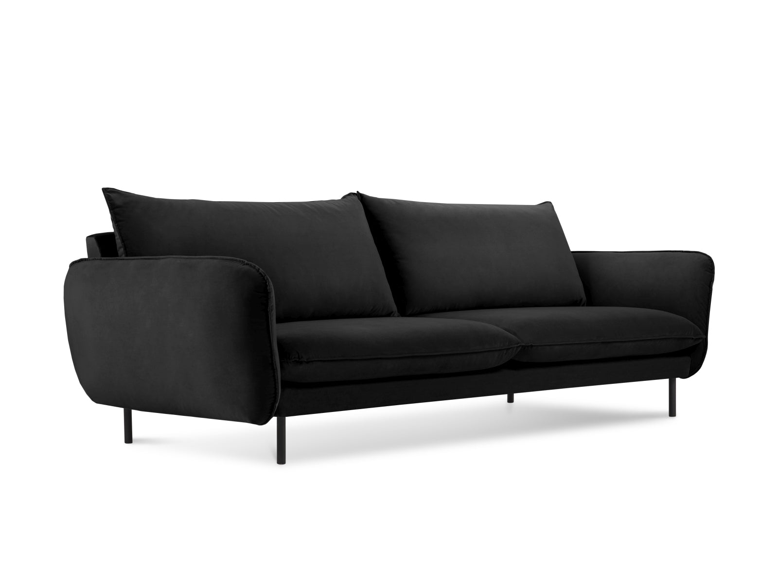 Vienna Velour Sofa 3 Sitzer 92cm in Black/Schwarz präsentiert im Onlineshop von KAQTU Design AG. 3er Sofa ist von Cosmopolitan Design