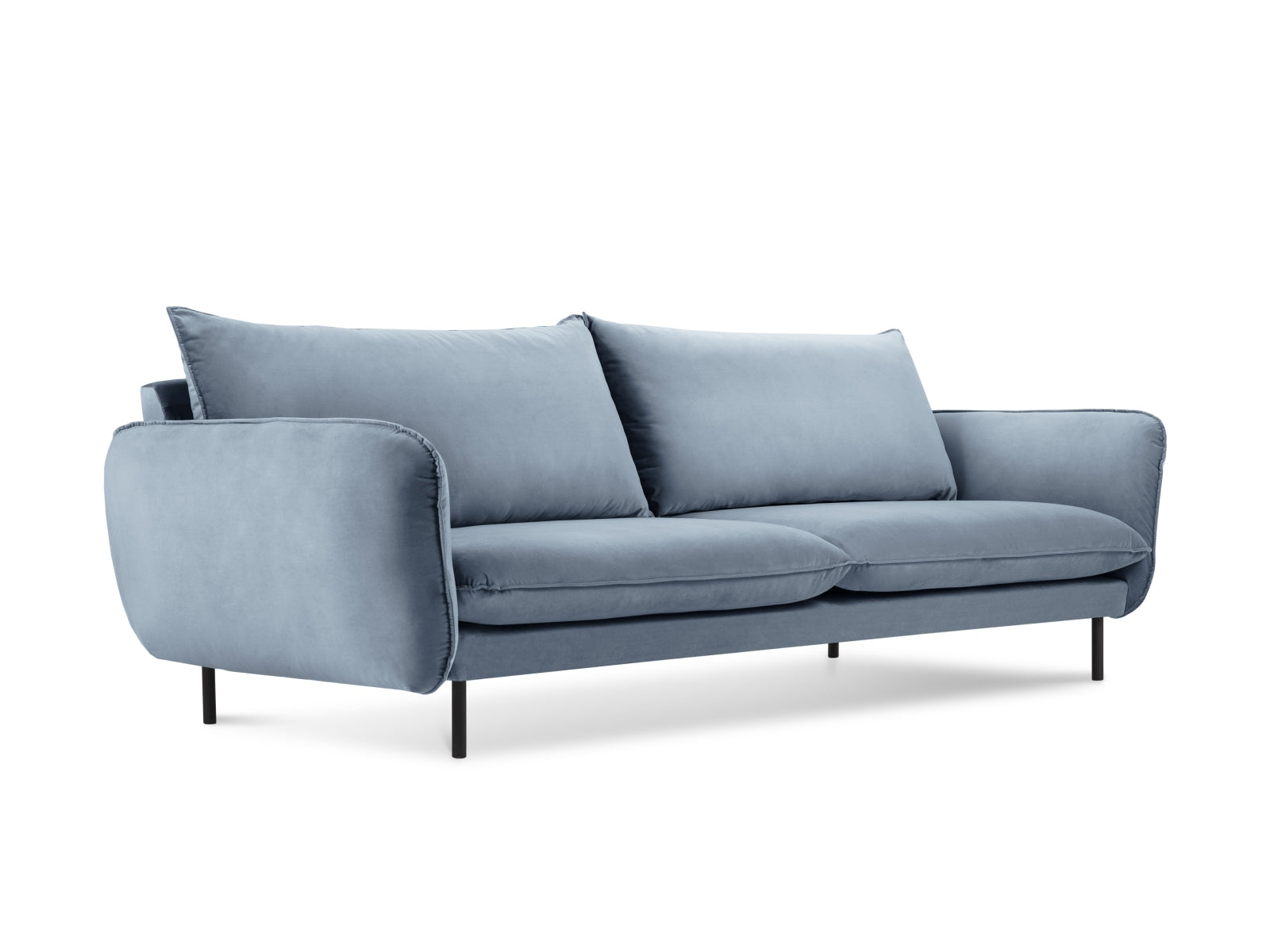 Vienna Velour Sofa 3 Sitzer 92cm in Blue/Schwarz präsentiert im Onlineshop von KAQTU Design AG. 3er Sofa ist von Cosmopolitan Design