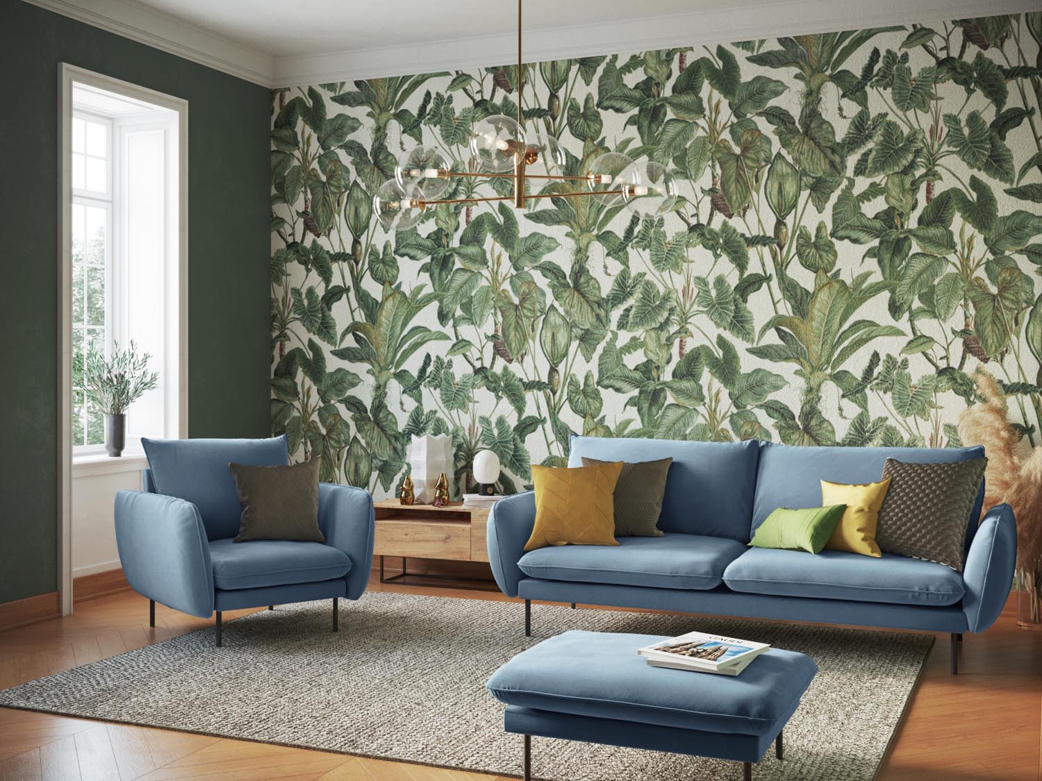 Elegantes 3-Sitzer Sofa in Velours von Cosmopolitan Design. Ideal für kleine Räume, bietet hohen Komfort und stilvolles Design.