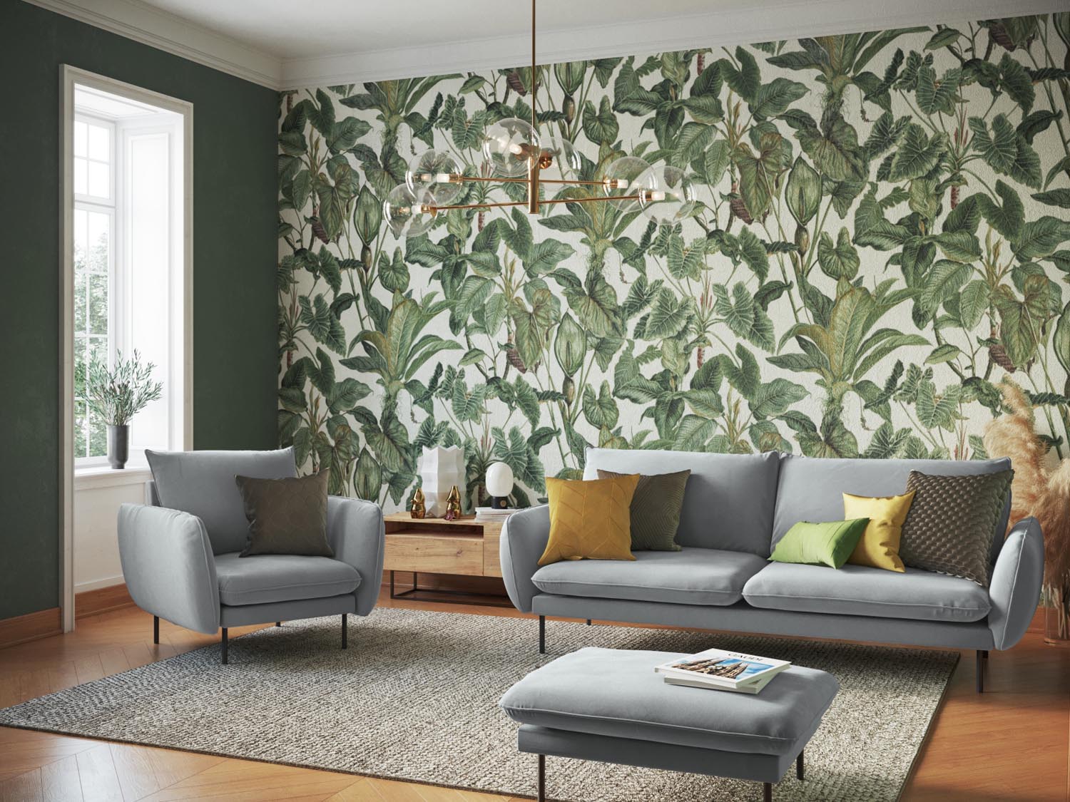 Elegantes 3-Sitzer Sofa in Velours von Cosmopolitan Design. Ideal für kleine Räume, bietet hohen Komfort und stilvolles Design.