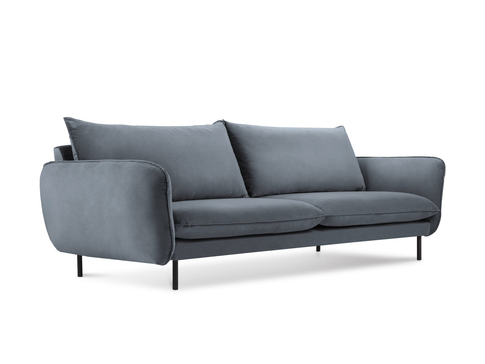 Vienna Velour Sofa 3 Sitzer 92cm in Blue Grey/Schwarz präsentiert im Onlineshop von KAQTU Design AG. 3er Sofa ist von Cosmopolitan Design