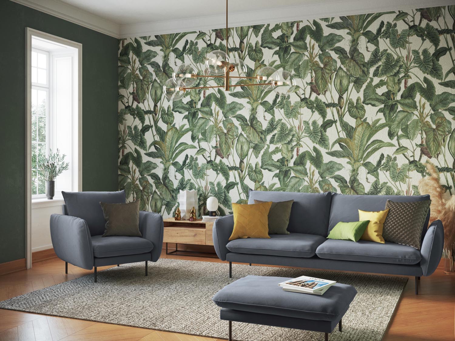 Elegantes 3-Sitzer Sofa in Velours von Cosmopolitan Design. Ideal für kleine Räume, bietet hohen Komfort und stilvolles Design.