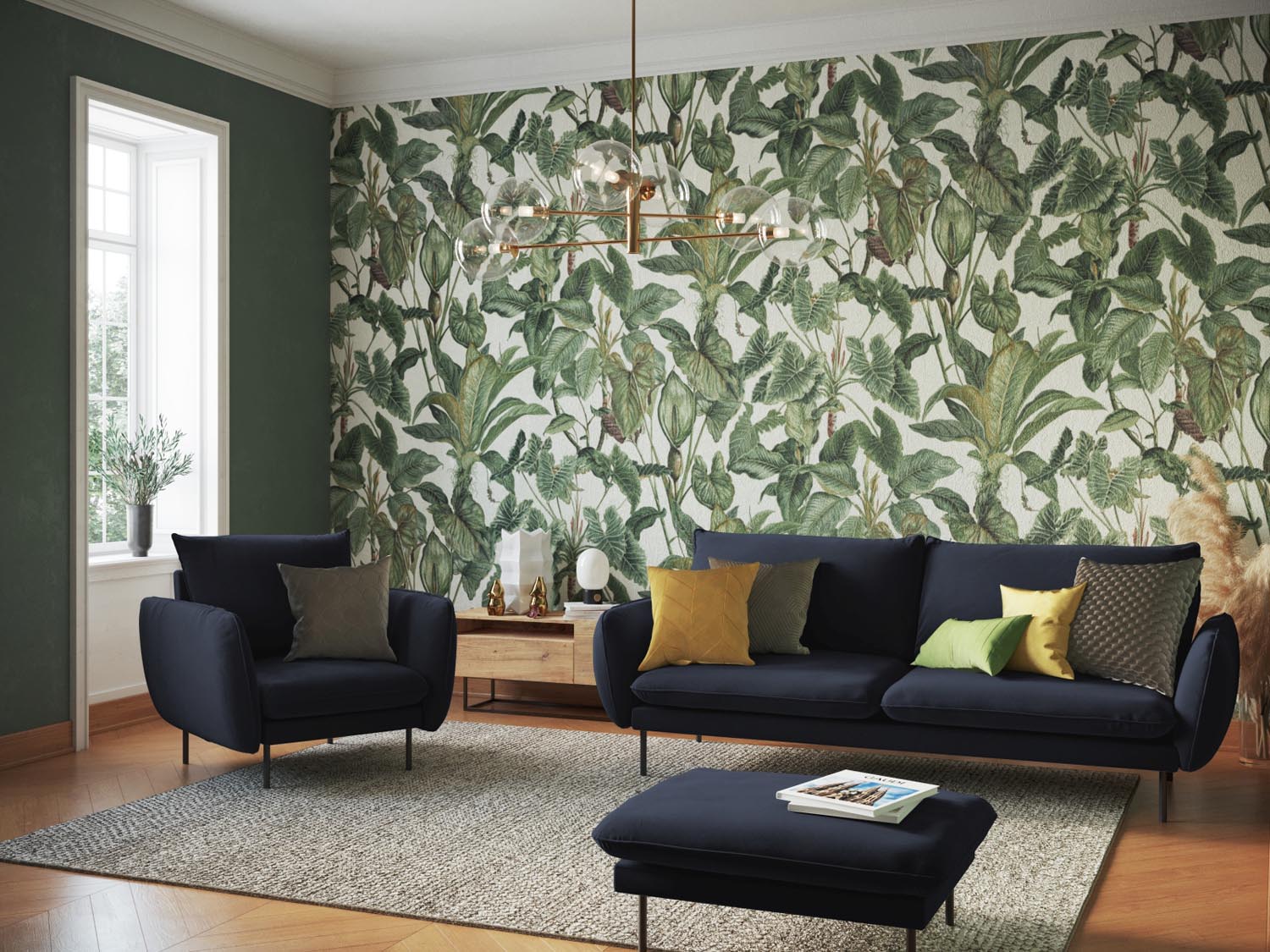 Elegantes 3-Sitzer Sofa in Velours von Cosmopolitan Design. Ideal für kleine Räume, bietet hohen Komfort und stilvolles Design.