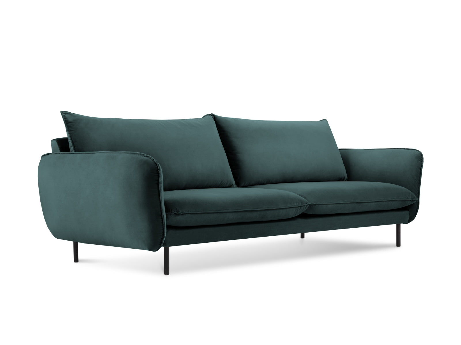 Vienna Velour Sofa 3 Sitzer 92cm in Petrol/Schwarz präsentiert im Onlineshop von KAQTU Design AG. 3er Sofa ist von Cosmopolitan Design