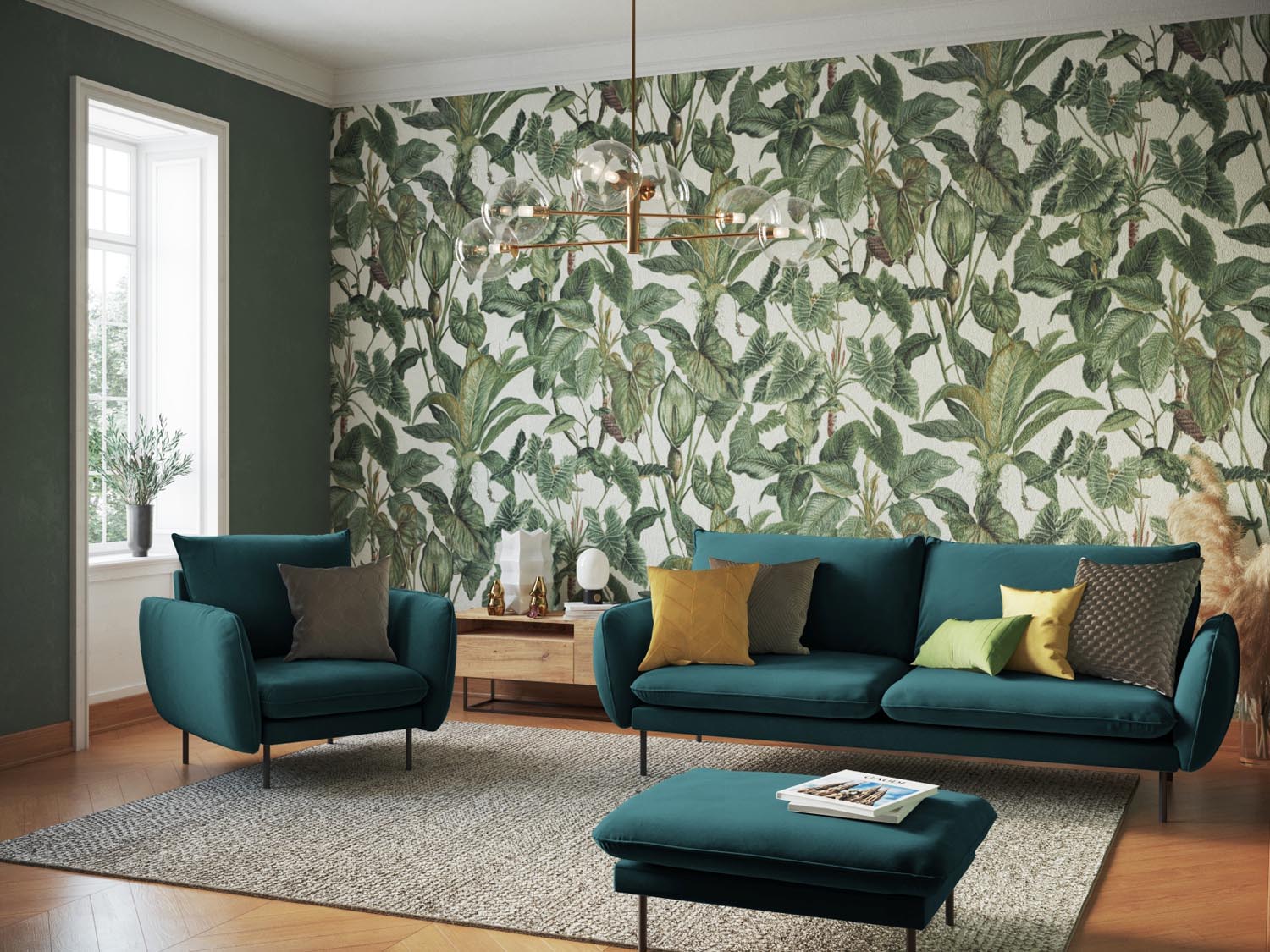 Elegantes 3-Sitzer Sofa in Velours von Cosmopolitan Design. Ideal für kleine Räume, bietet hohen Komfort und stilvolles Design.