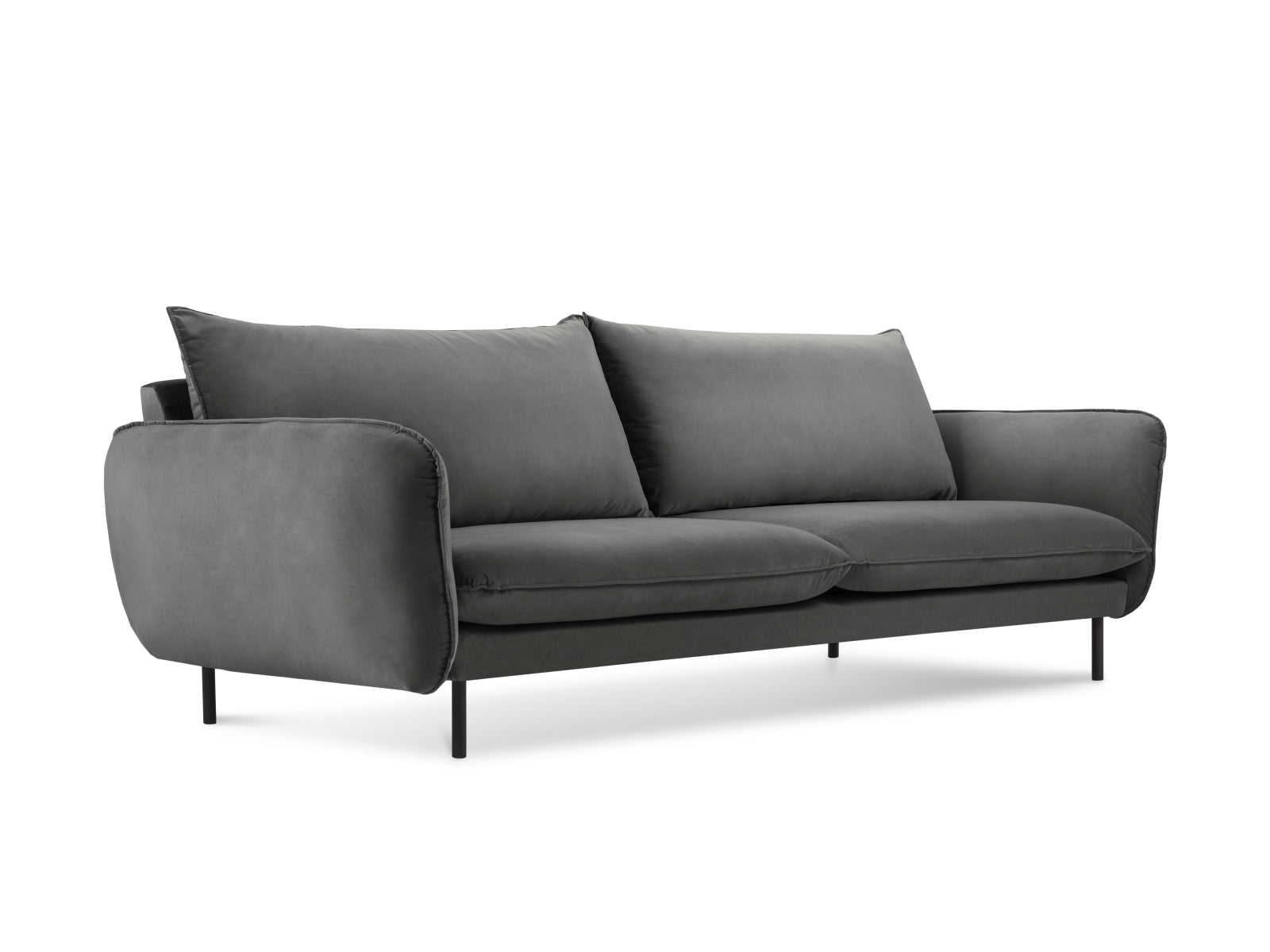 Vienna Velour Sofa 3 Sitzer 92cm in Grey/Schwarz präsentiert im Onlineshop von KAQTU Design AG. 3er Sofa ist von Cosmopolitan Design