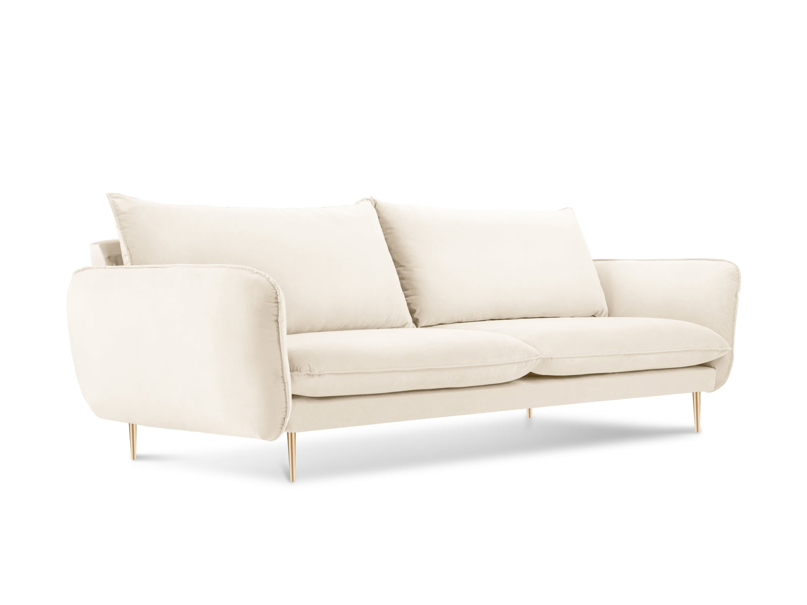 Vienna Velour Sofa 3 Sitzer 92cm in Light Beige/Gold präsentiert im Onlineshop von KAQTU Design AG. 3er Sofa ist von Cosmopolitan Design