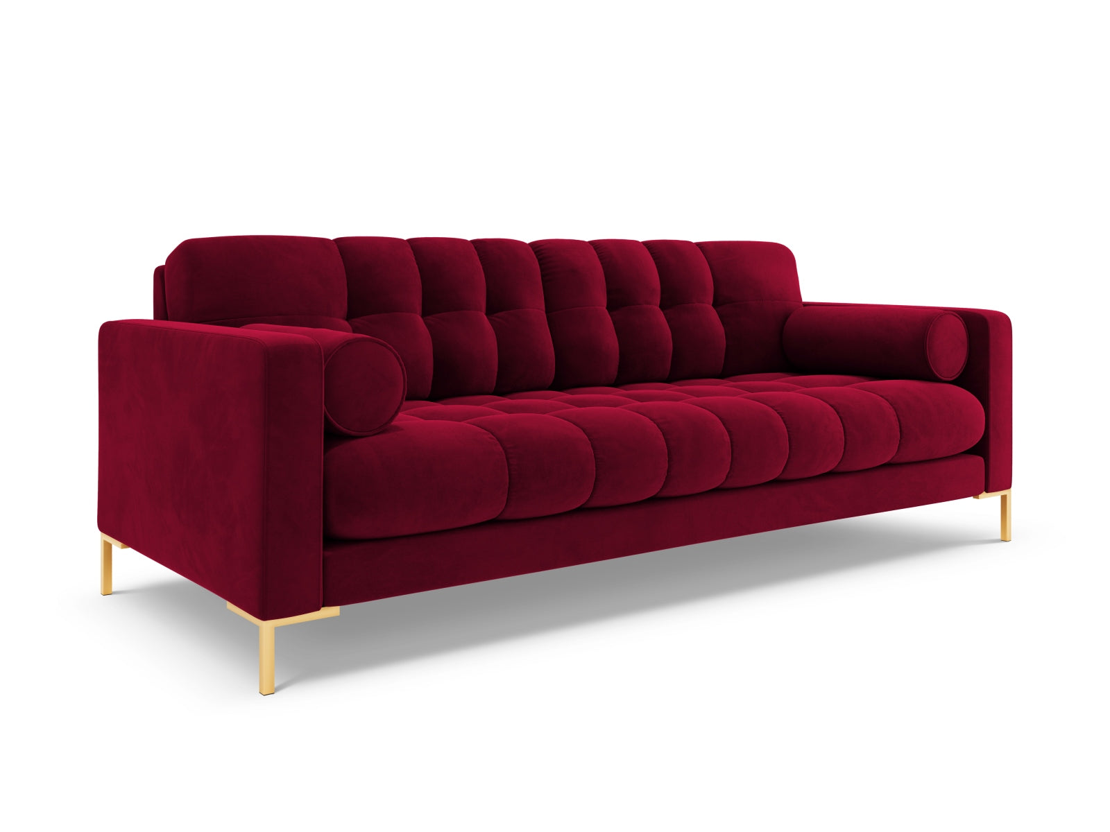 Elegantes 3-Sitzer Sofa Bali in Red-Bluvel, ideal für moderne Interiors, vereint Komfort und zeitgemäßes Design von Cosmopolitan Design.