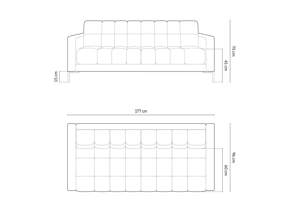 3er Sofa Bali von Cosmopolitan Design mit Stoffbezug, Holzrahmen und Metallbeinen