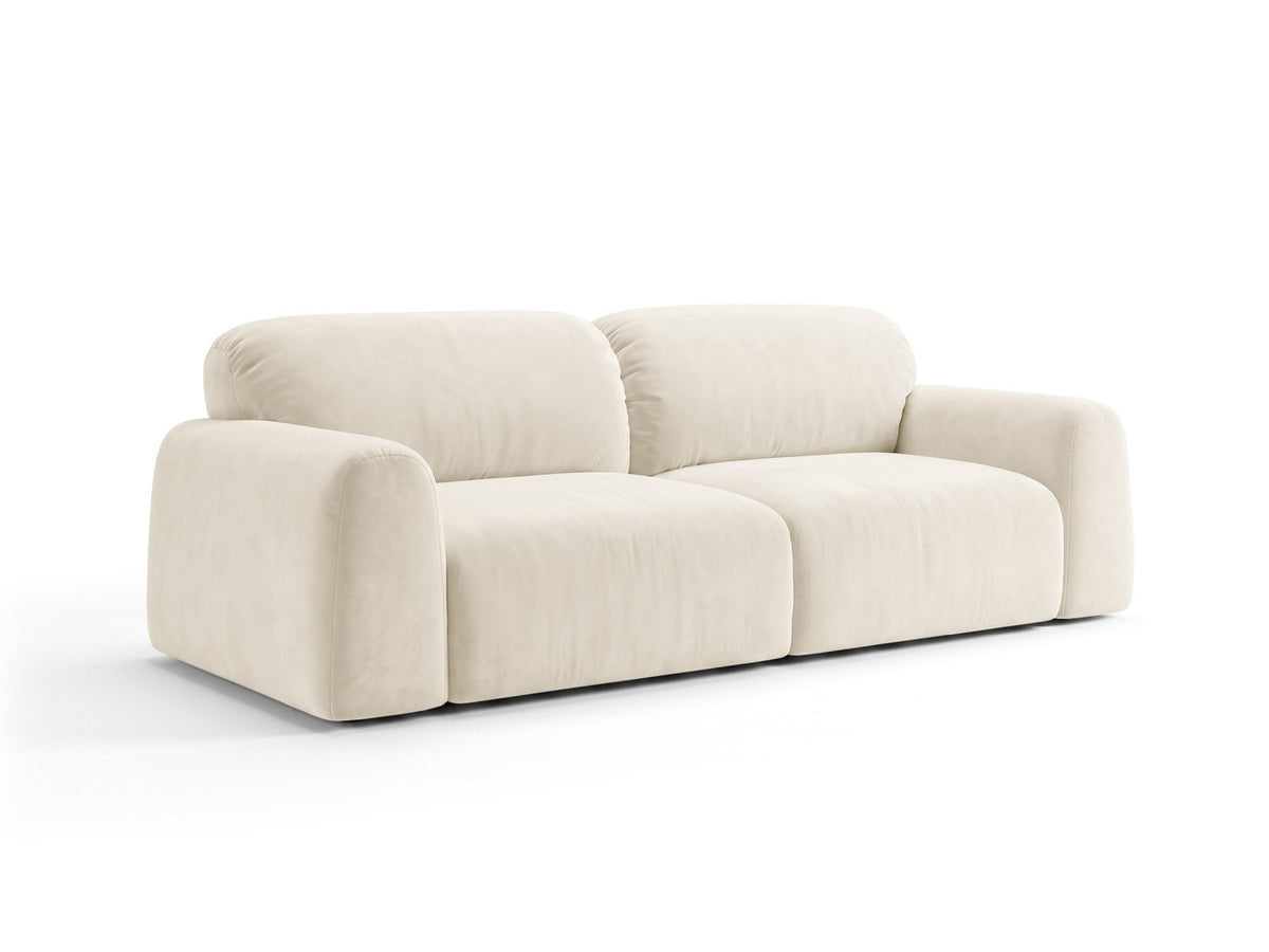3er Sofa Milan mit Bluvel-Stoffbezug in Samtoptik auf schwarzen Kunststoffbeinen