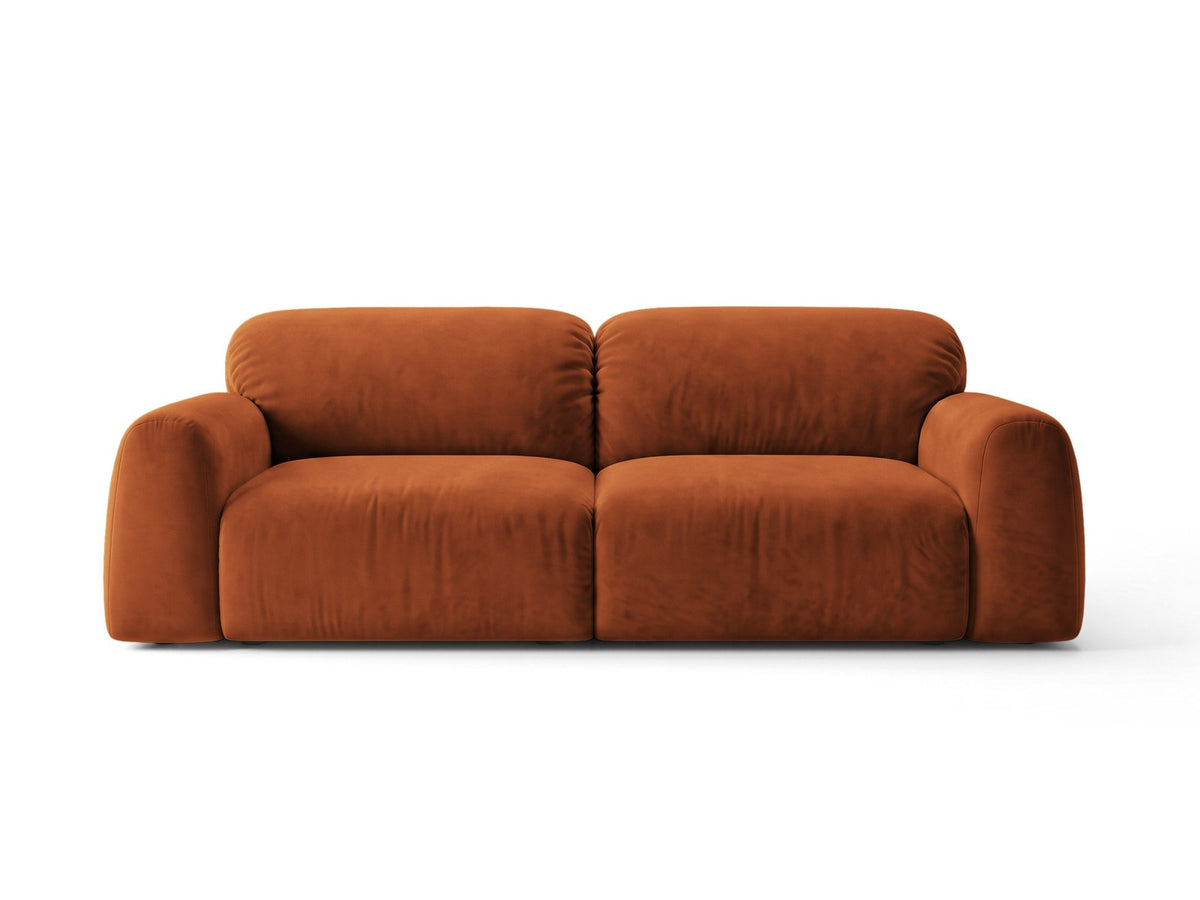 3er Sofa Milan mit Bluvel-Stoffbezug in Samtoptik auf schwarzen Kunststoffbeinen
