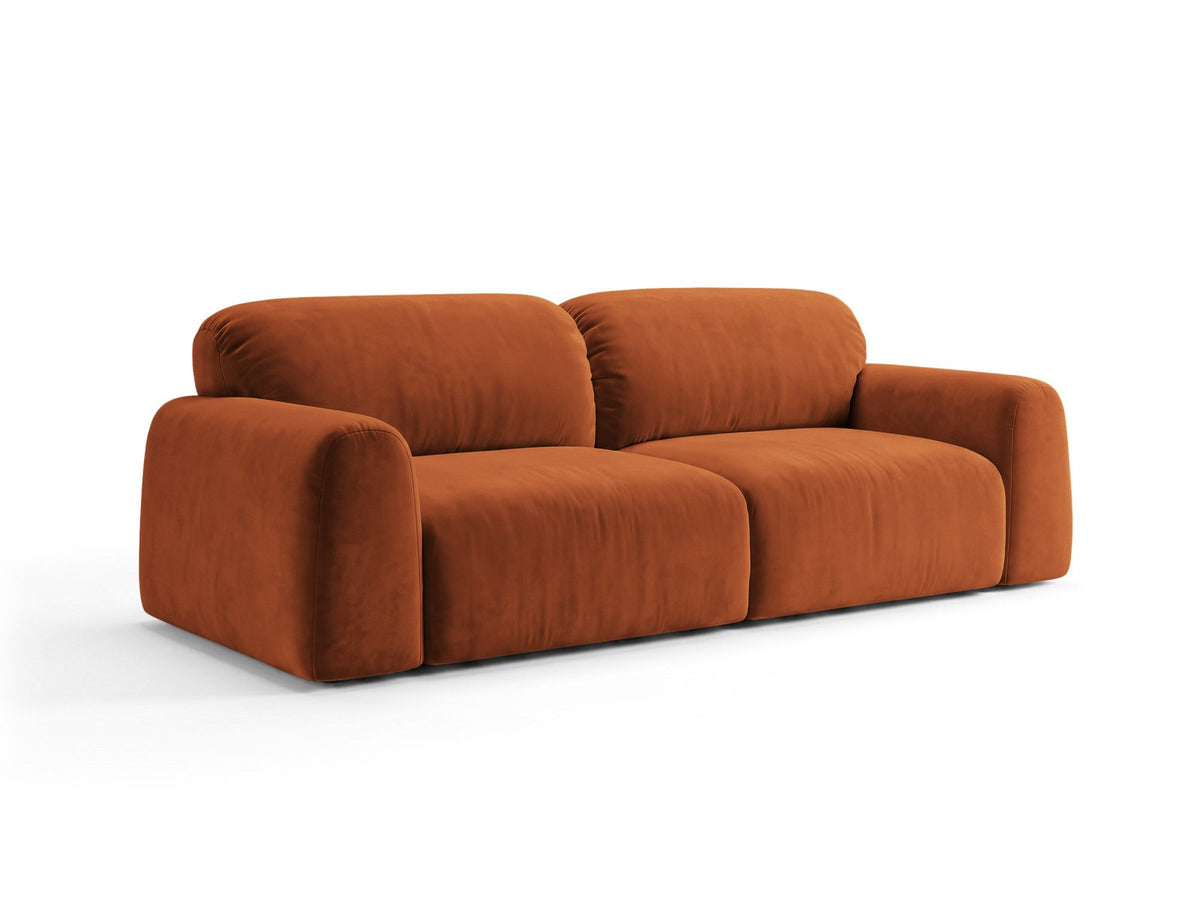 3er Sofa Milan mit Bluvel-Stoffbezug in Samtoptik auf schwarzen Kunststoffbeinen