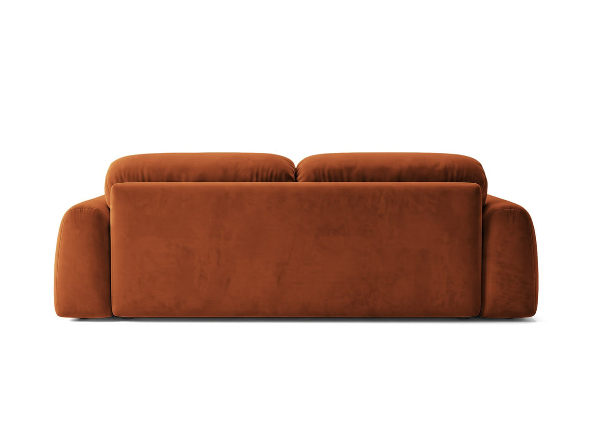 3er Sofa Milan mit Bluvel-Stoffbezug in Samtoptik auf schwarzen Kunststoffbeinen