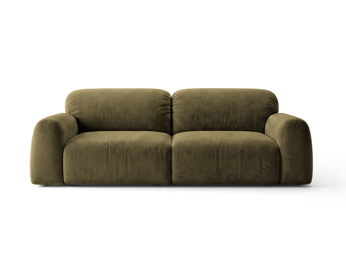 3er Sofa Milan mit Bluvel-Stoffbezug in Samtoptik auf schwarzen Kunststoffbeinen