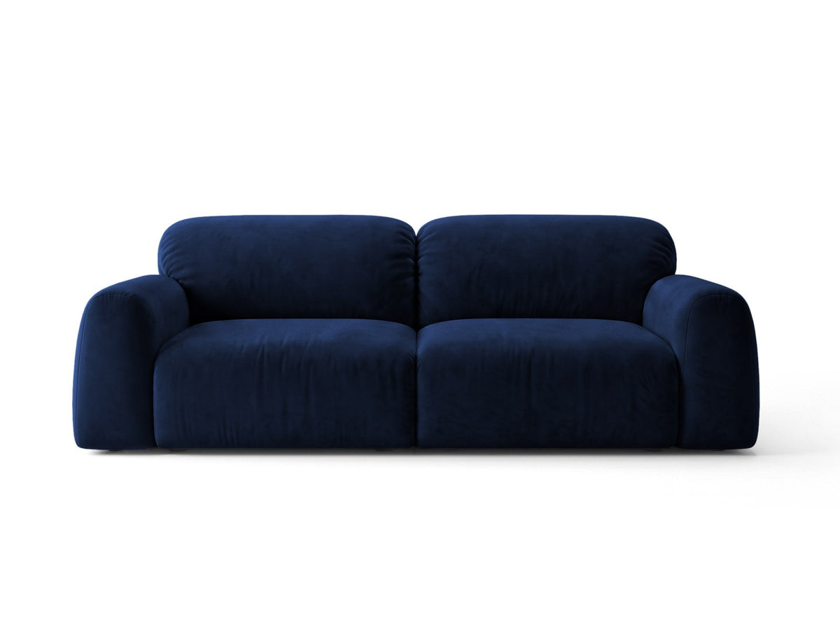 3er Sofa Milan mit Bluvel-Stoffbezug in Samtoptik auf schwarzen Kunststoffbeinen