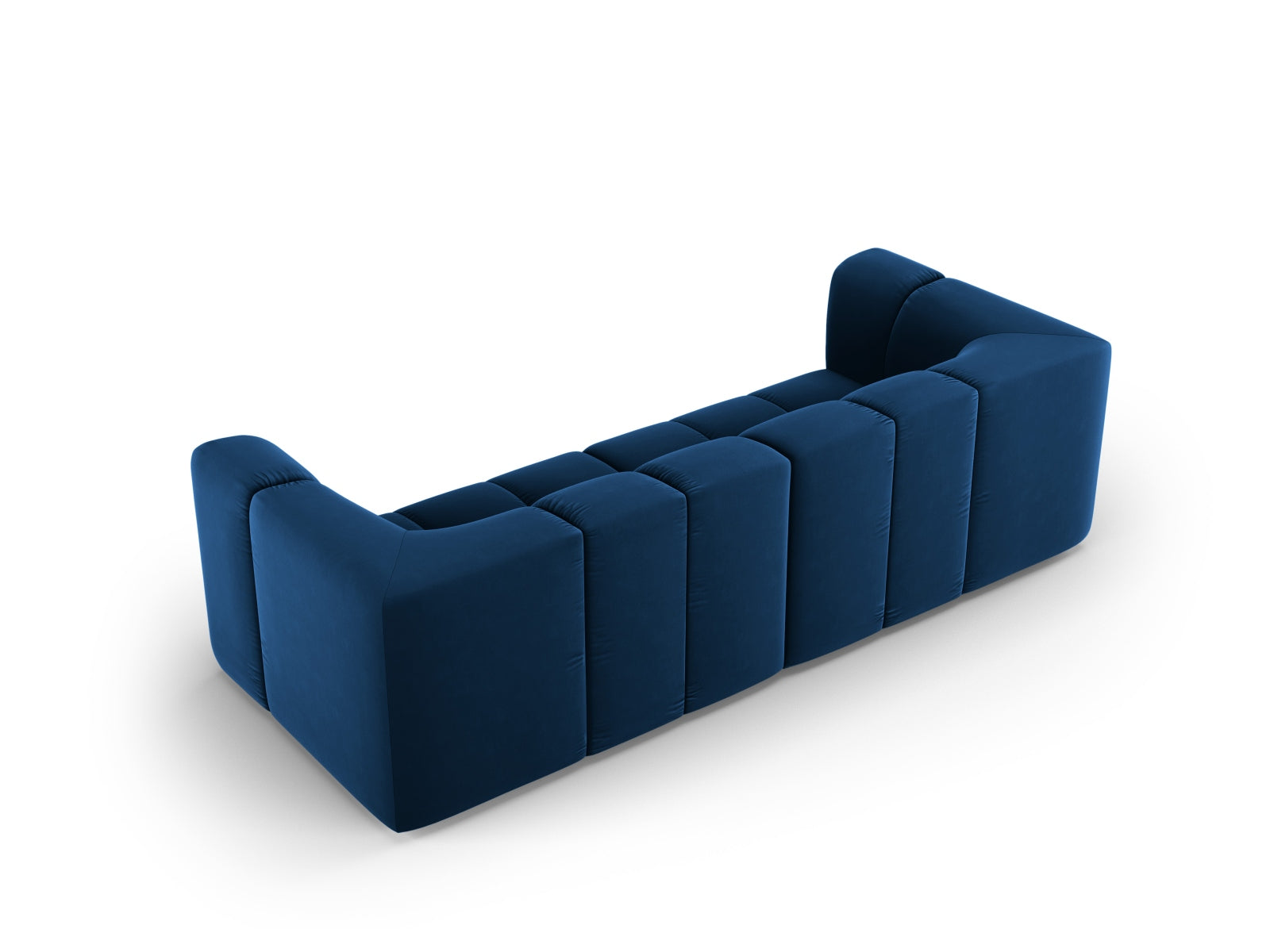 Modulares 3-Sitzer Sofa Moritz in Royal Blue-Bluvel, perfekt für moderne Wohnkonzepte und komfortable Entspannung.