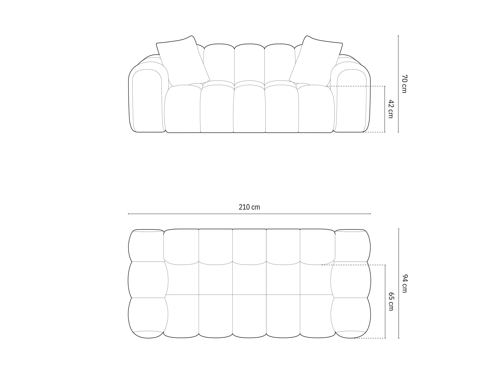 Modernes 3-Sitzer Sofa Treno in tiefem Blau, perfekt für stilvolle Wohnräume, bietet Komfort und Eleganz für Ihr Zuhause.