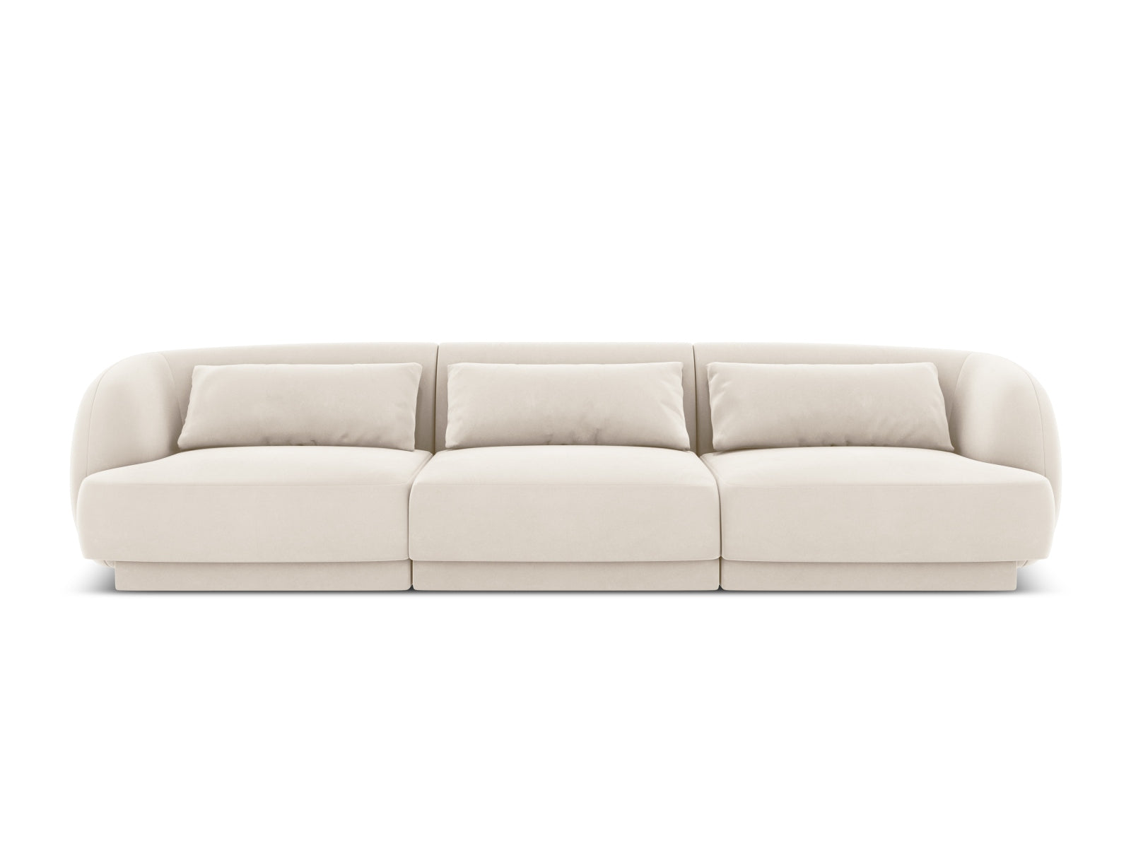 Tulum Velour Sofa 3 Sitzer 90cm in Light Beige-Bluvel präsentiert im Onlineshop von KAQTU Design AG. 3er Sofa ist von Cosmopolitan Design