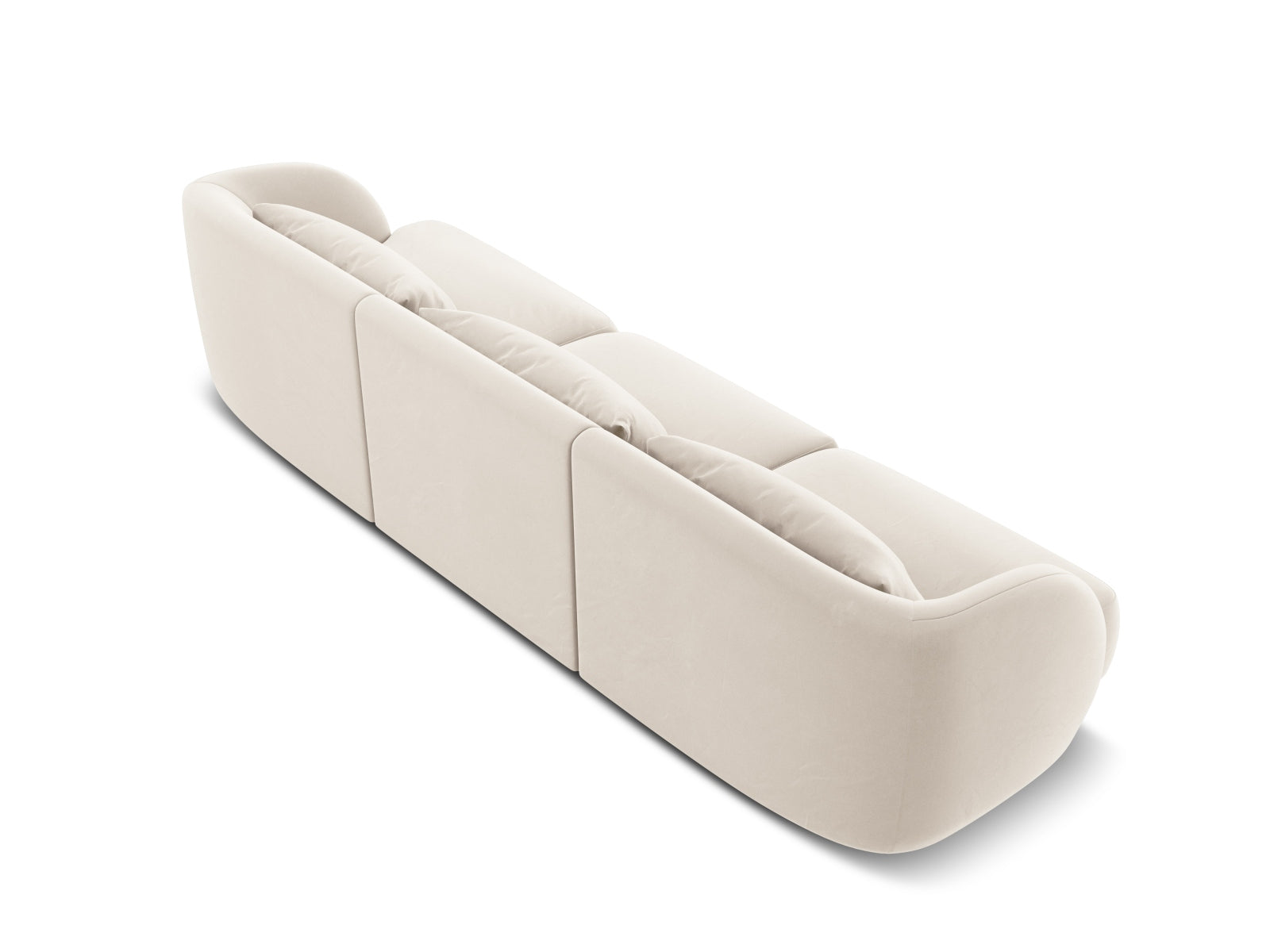 Elegantes 3-Sitzer Sofa Tulum aus weichem Velours in sanftem Beige, ideal für stilvolle Wohnräume und entspannte Stunden.