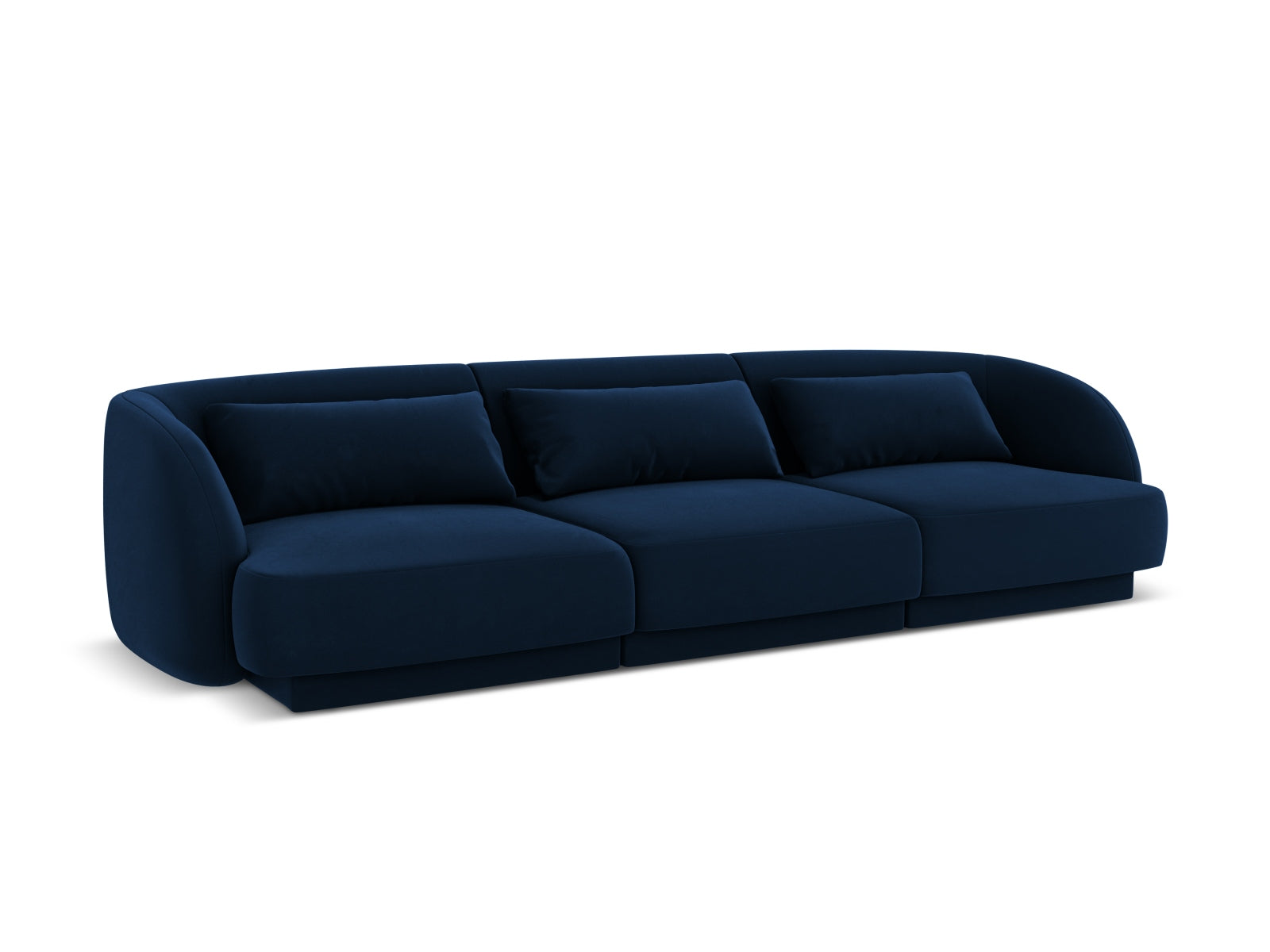 Luxuriöses 3-Sitzer Sofa Tulum aus Velours in Royalblau, perfekt für ein modernes und elegantes Wohnambiente.