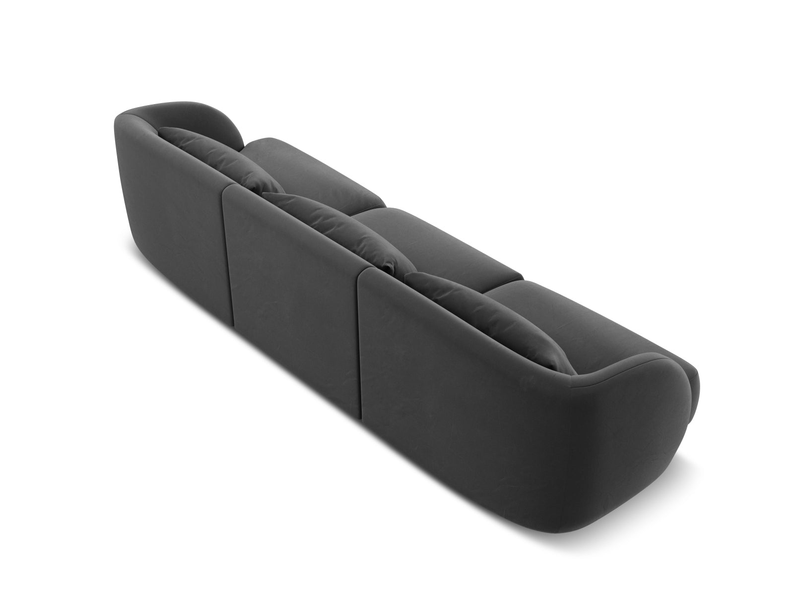 Elegantes 3-Sitzer Sofa Tulum aus weichem Velours in Grau-Blau, ideal für stilvolle Wohnräume und entspannte Stunden.