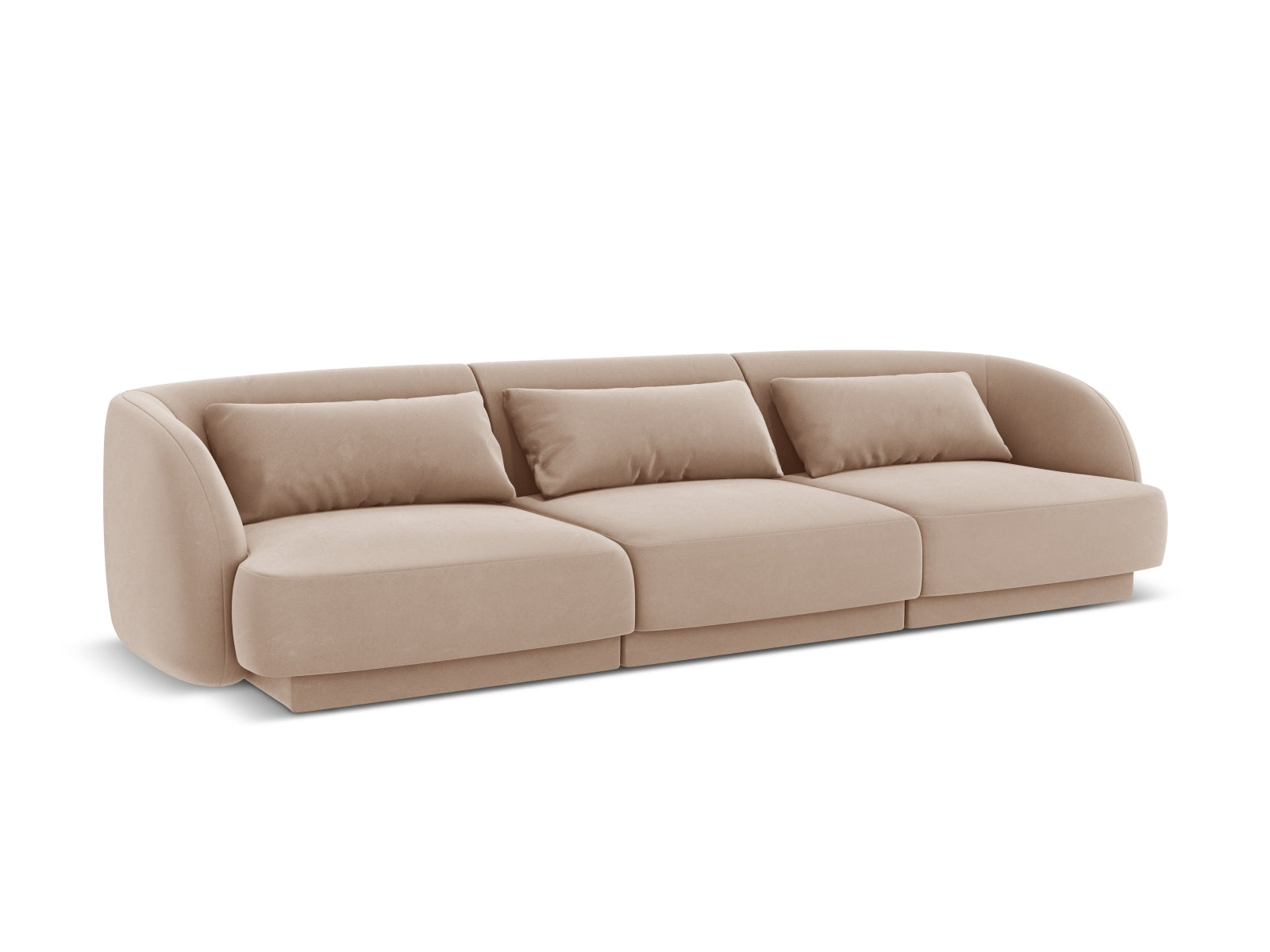 Beige 3-Sitzer Tulum Velour Sofa von Cosmopolitan Design, modernes und stilvolles Möbelstück für gemütliche Wohnbereiche.