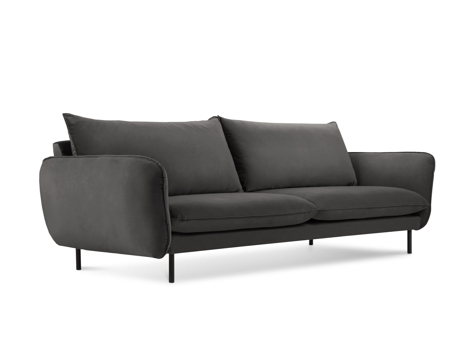 Stilvolles 3-Sitzer Sofa aus hochwertigem Velours von Cosmopolitan Design. Perfekt für kompakte Räume, vereint es Komfort und Eleganz.